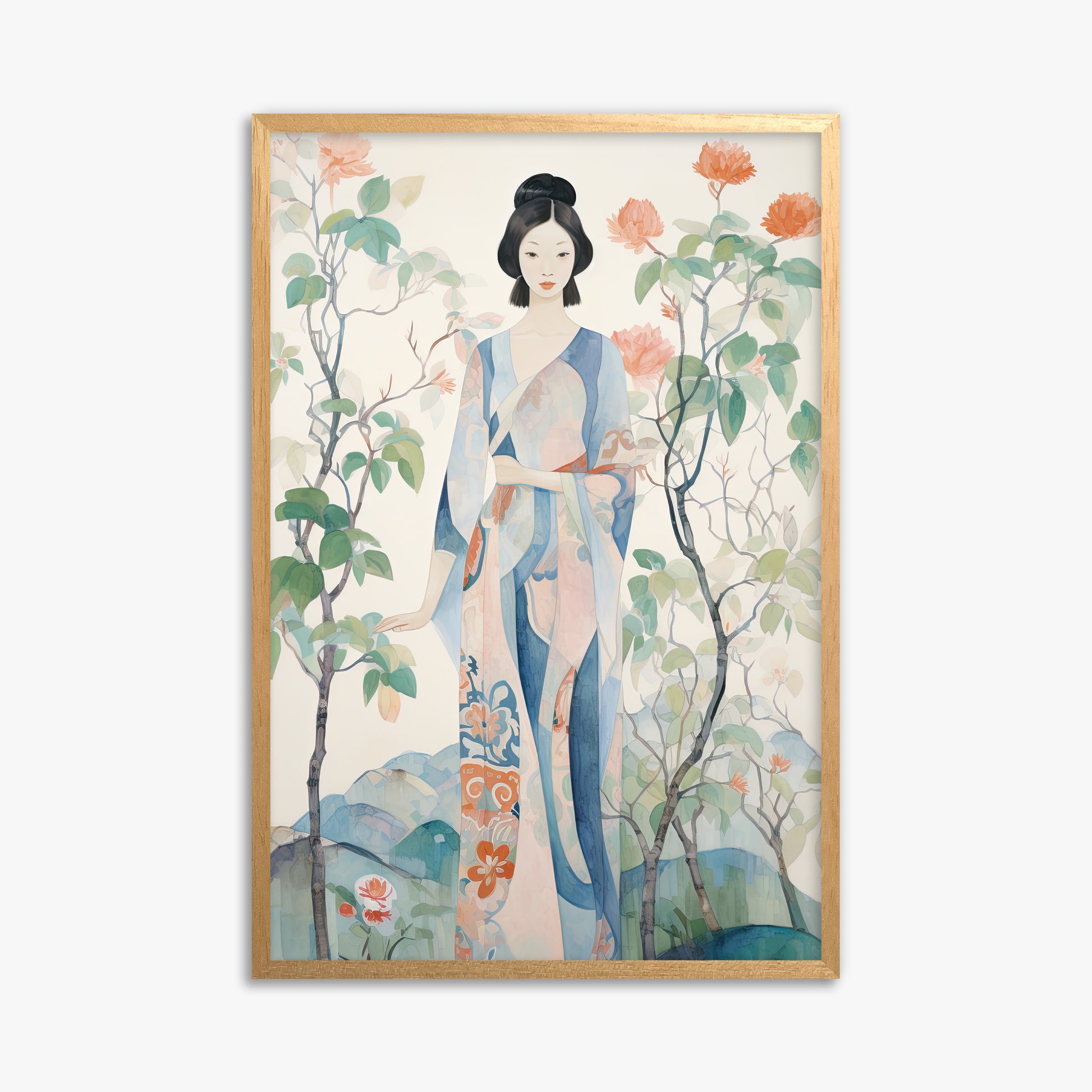 Blossom Garden Serenity, 61x91cm Framed Poster With Oak Frame