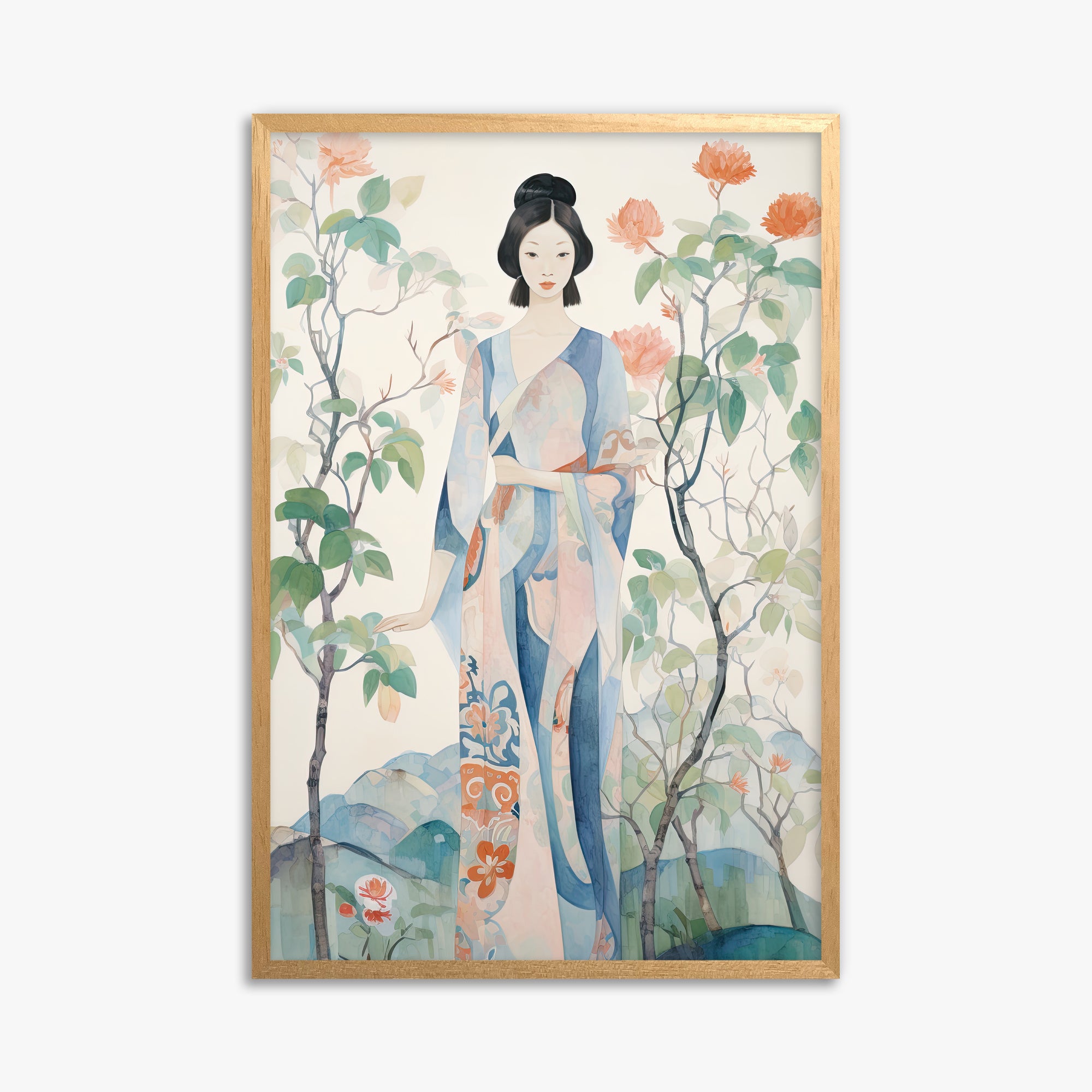 Blossom Garden Serenity, 61x91cm Framed Poster With Oak Frame