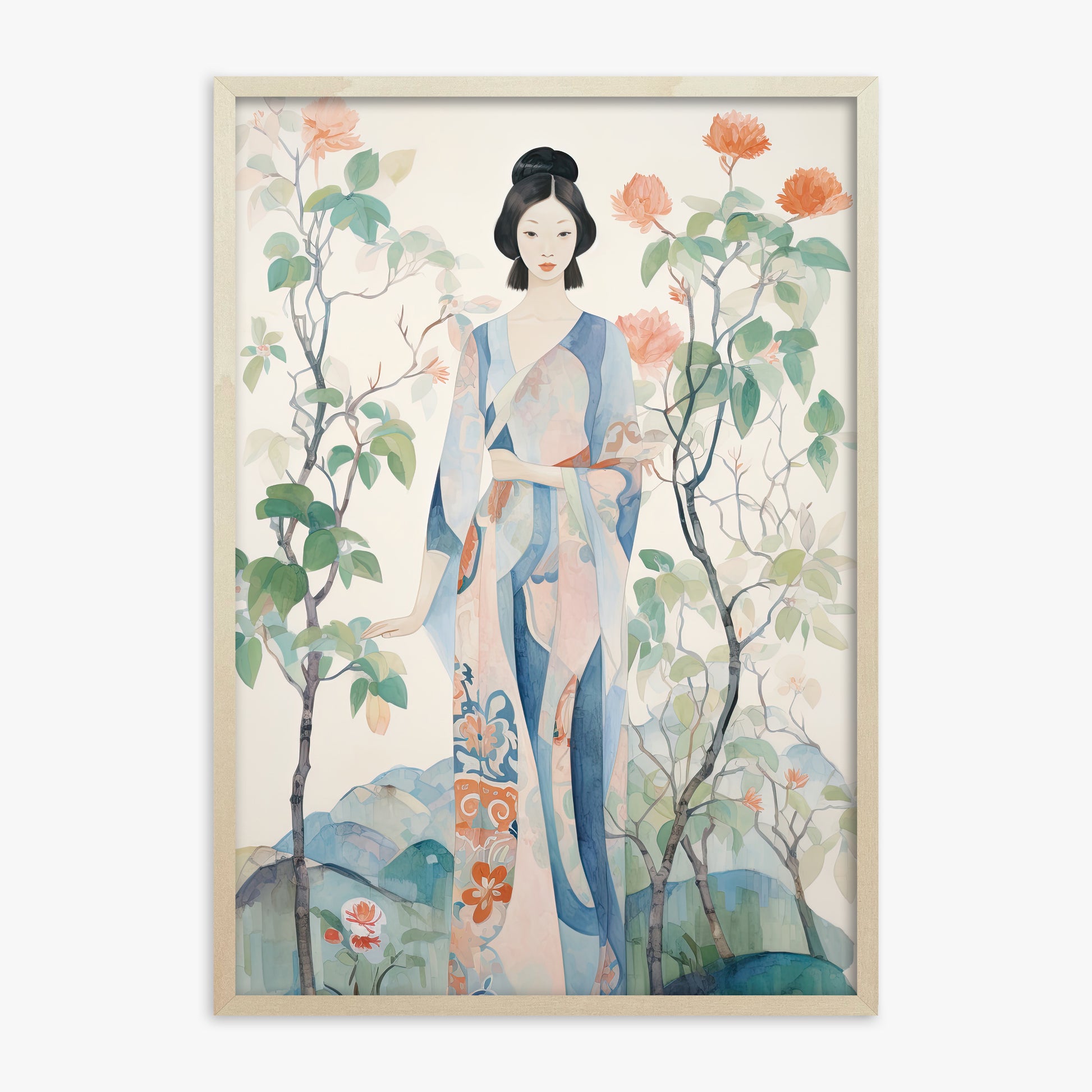 Blossom Garden Serenity, 70x100cm Framed Poster With Lime Wood Frame