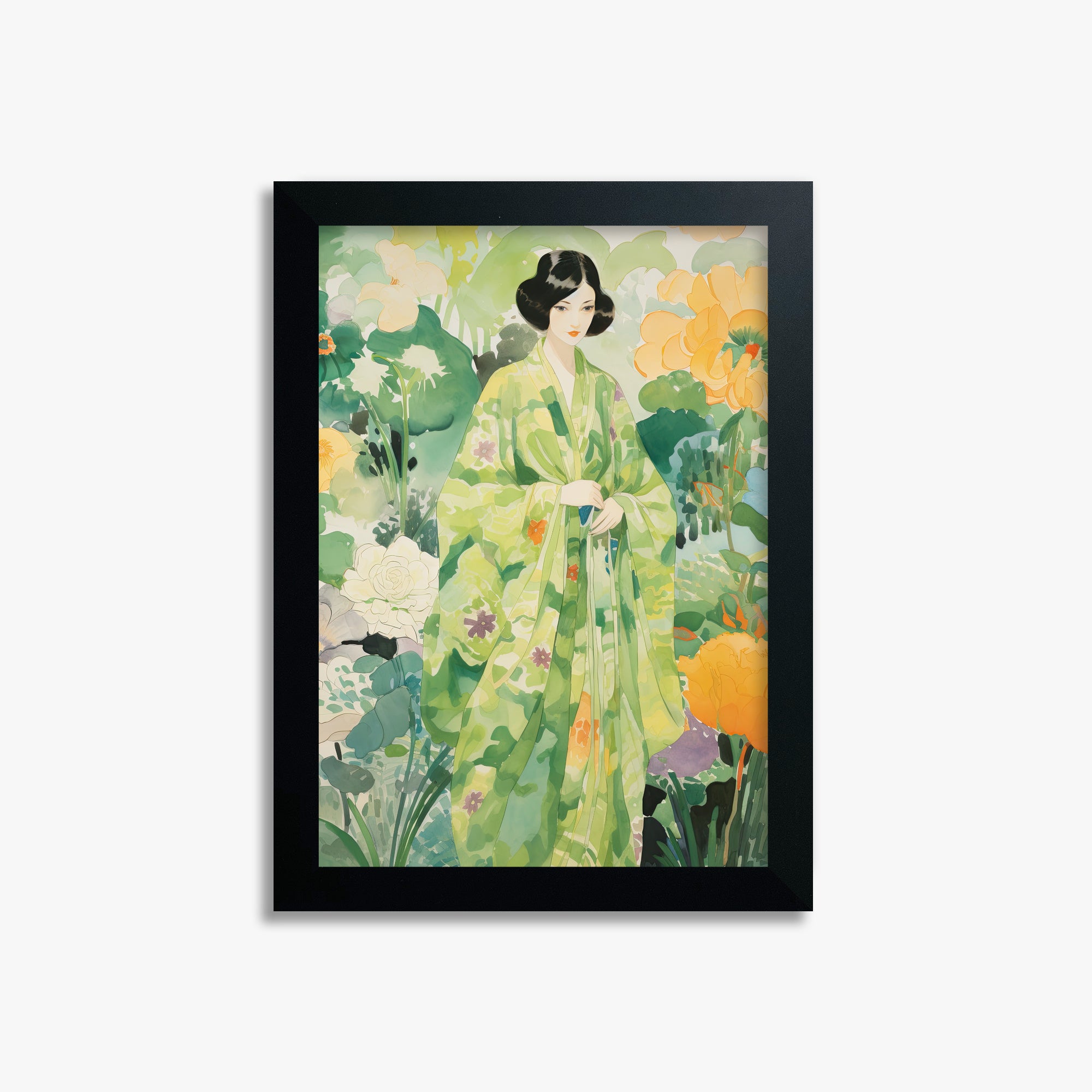 Jade Garden Serenity, 21x30cm Framed Poster With Black Frame