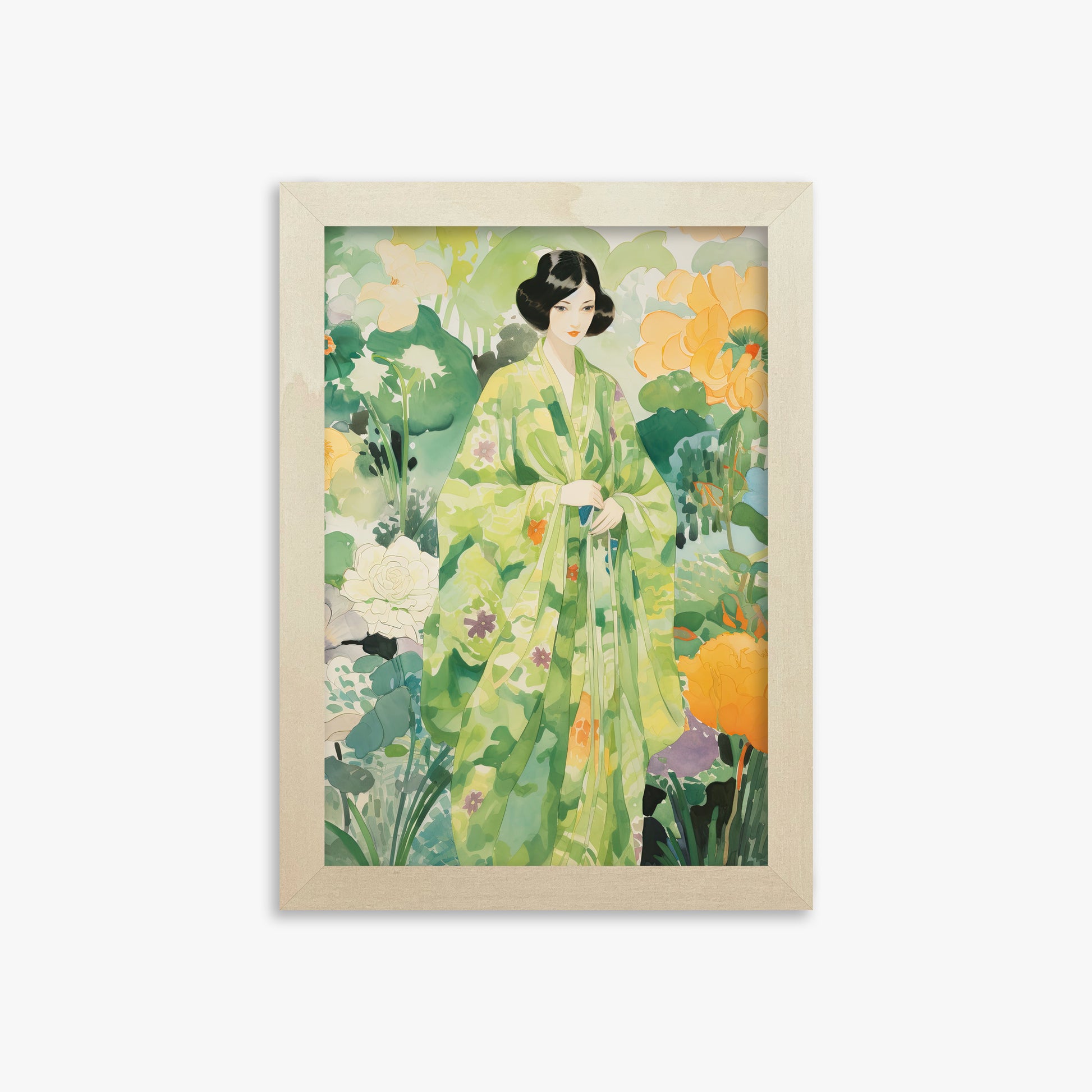 Jade Garden Serenity, 21x30cm Framed Poster With Lime Wood Frame