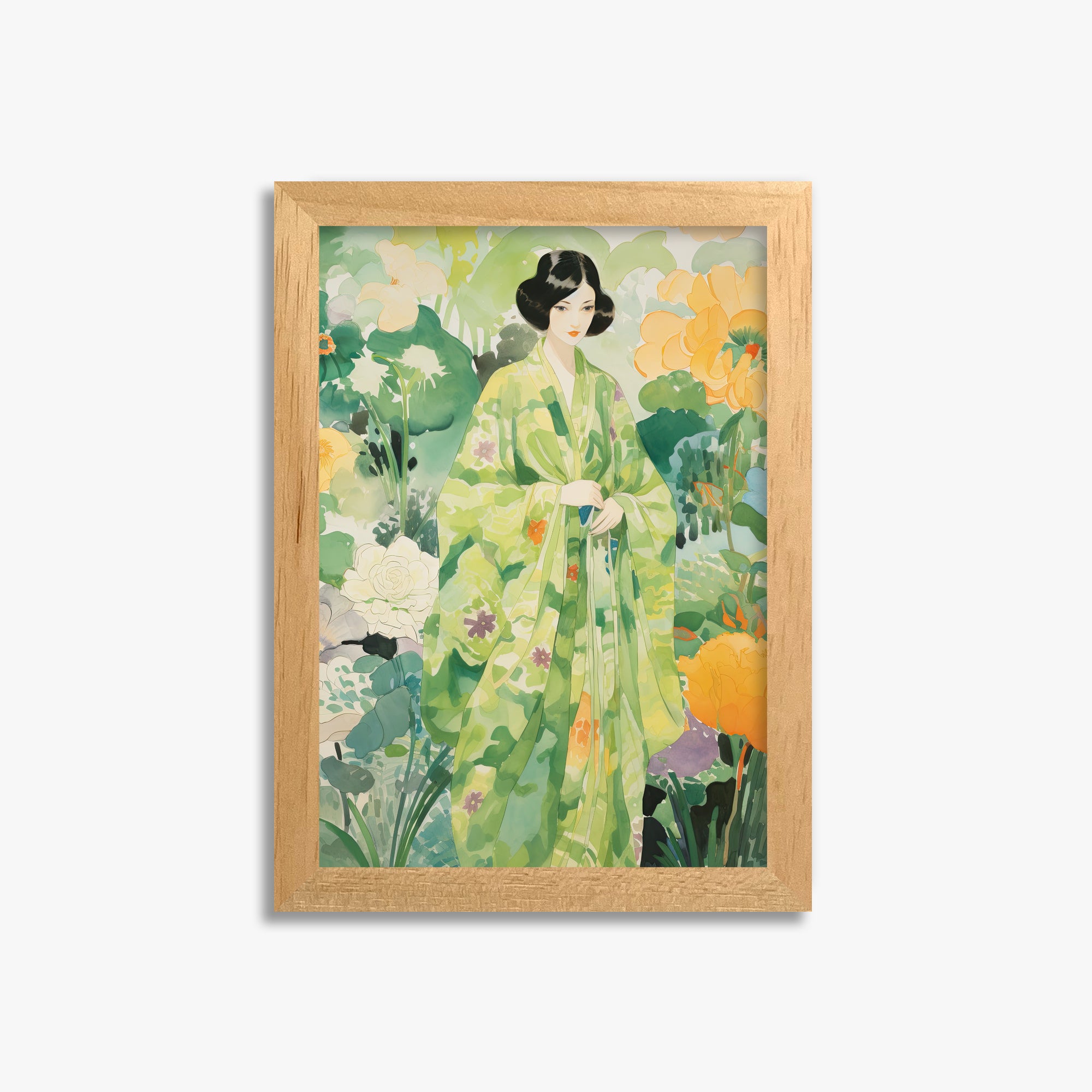 Jade Garden Serenity, 21x30cm Framed Poster With Oak Frame