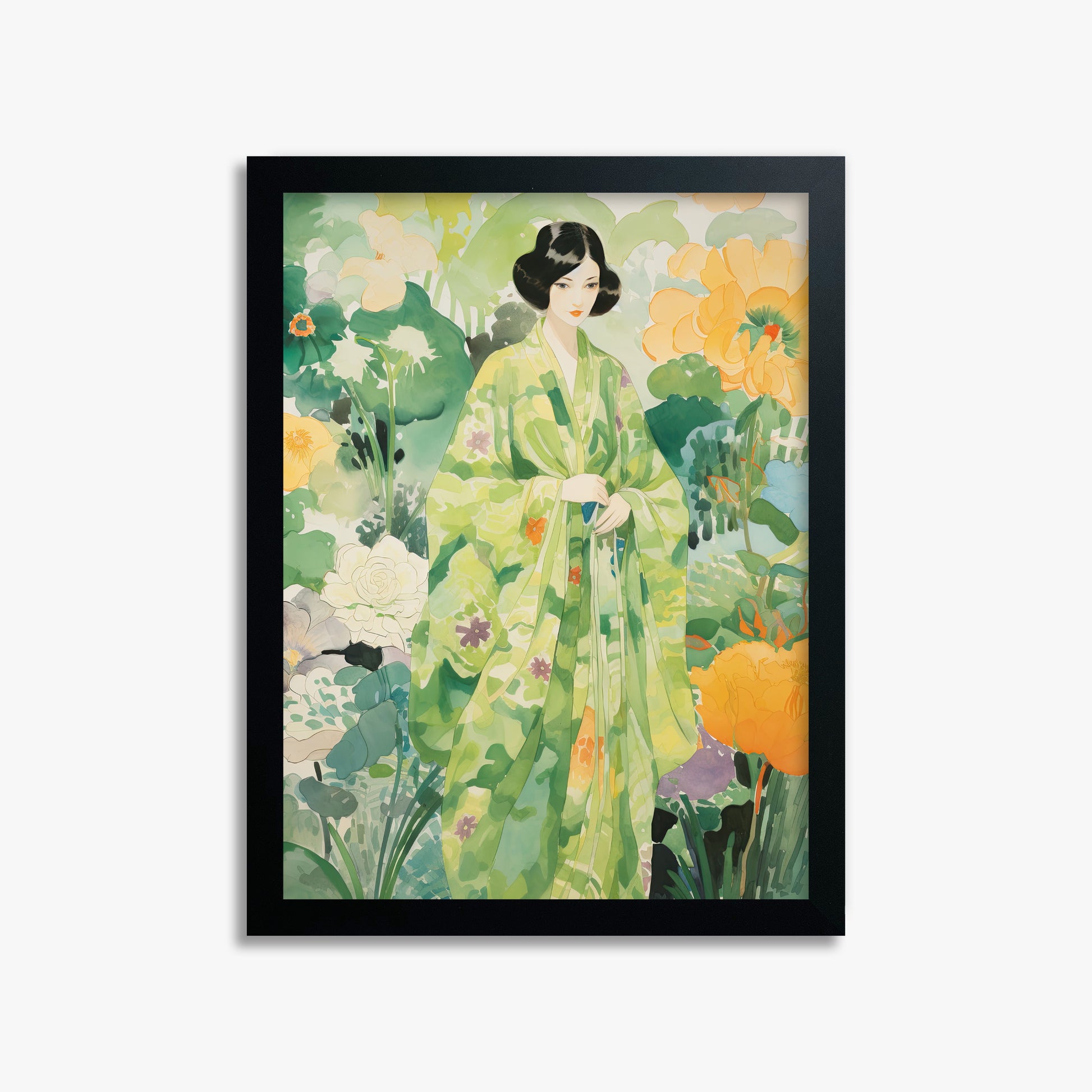 Jade Garden Serenity, 30x40cm Framed Poster With Black Frame