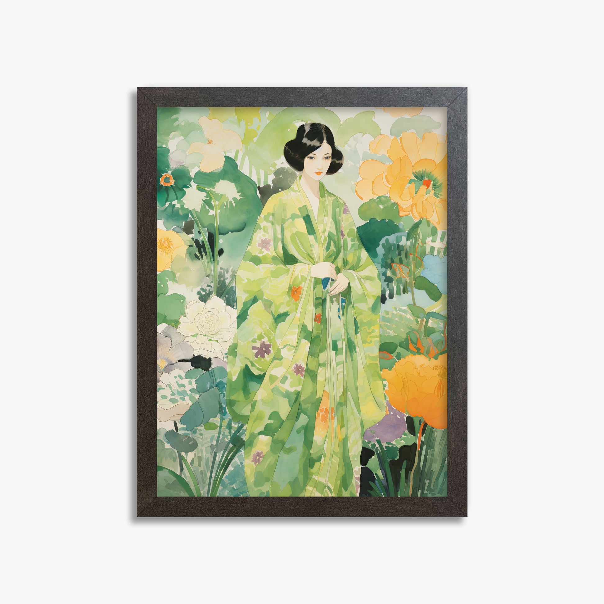 Jade Garden Serenity, 30x40cm Framed Poster With Espresso Frame
