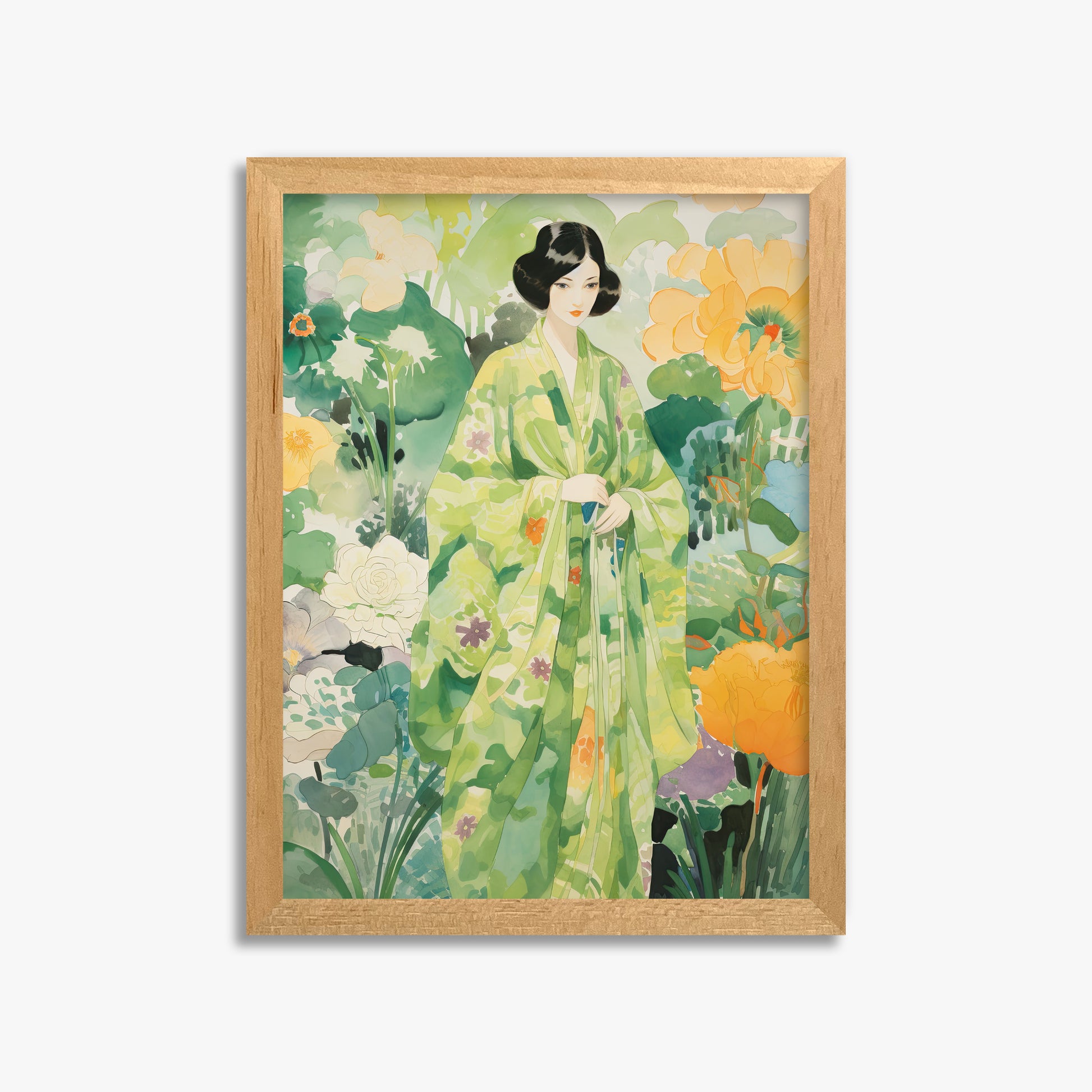 Jade Garden Serenity, 30x40cm Framed Poster With Oak Frame