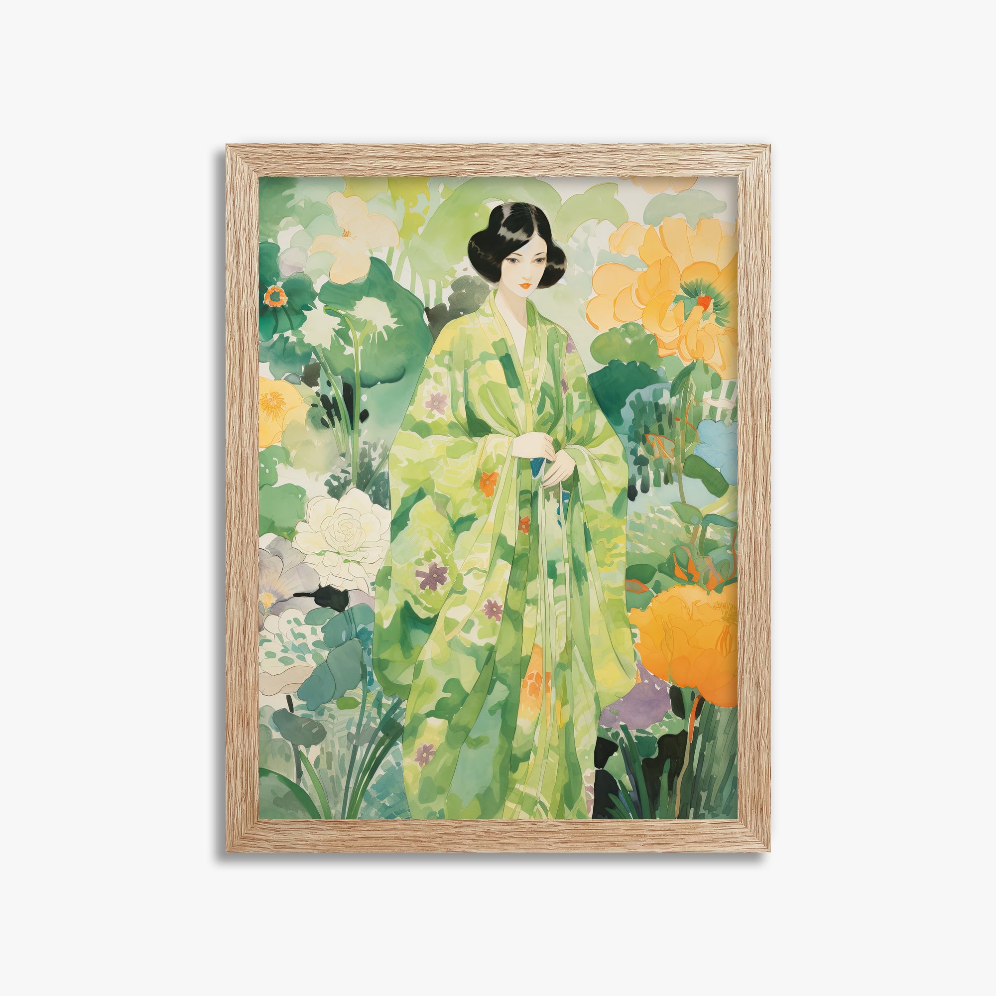 Jade Garden Serenity, 30x40cm Framed Poster With Raw Oak Frame