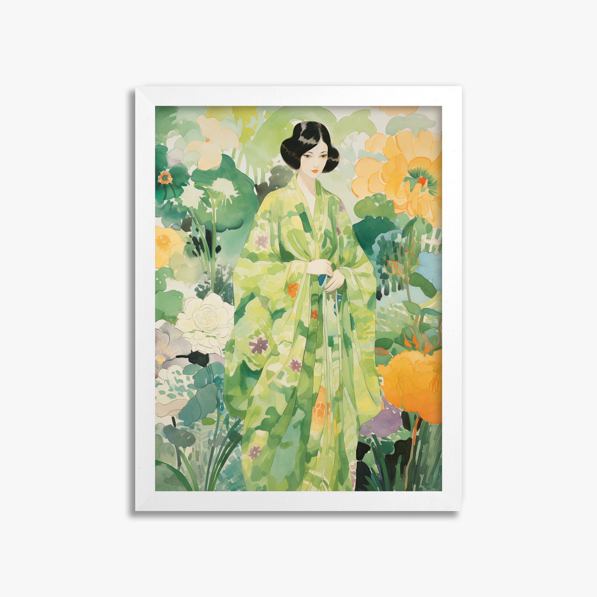 Jade Garden Serenity, 30x40cm Framed Poster With White Frame