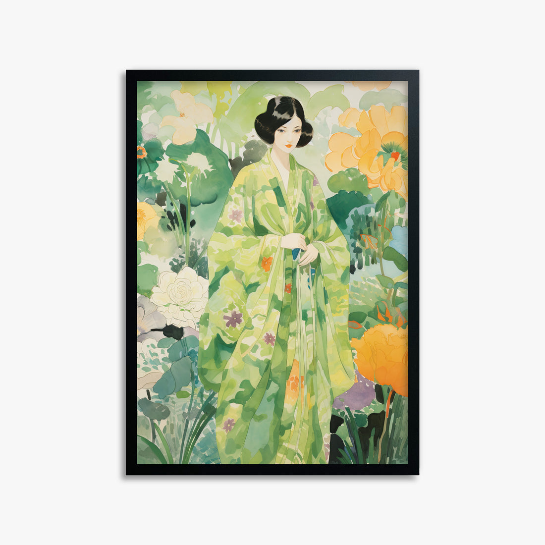 Jade Garden Serenity, 50x70cm Framed Poster With Black Frame