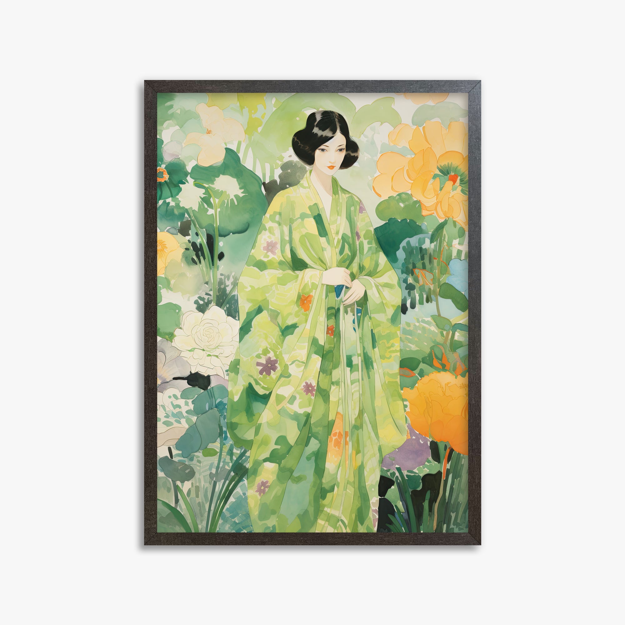 Jade Garden Serenity, 50x70cm Framed Poster With Espresso Frame