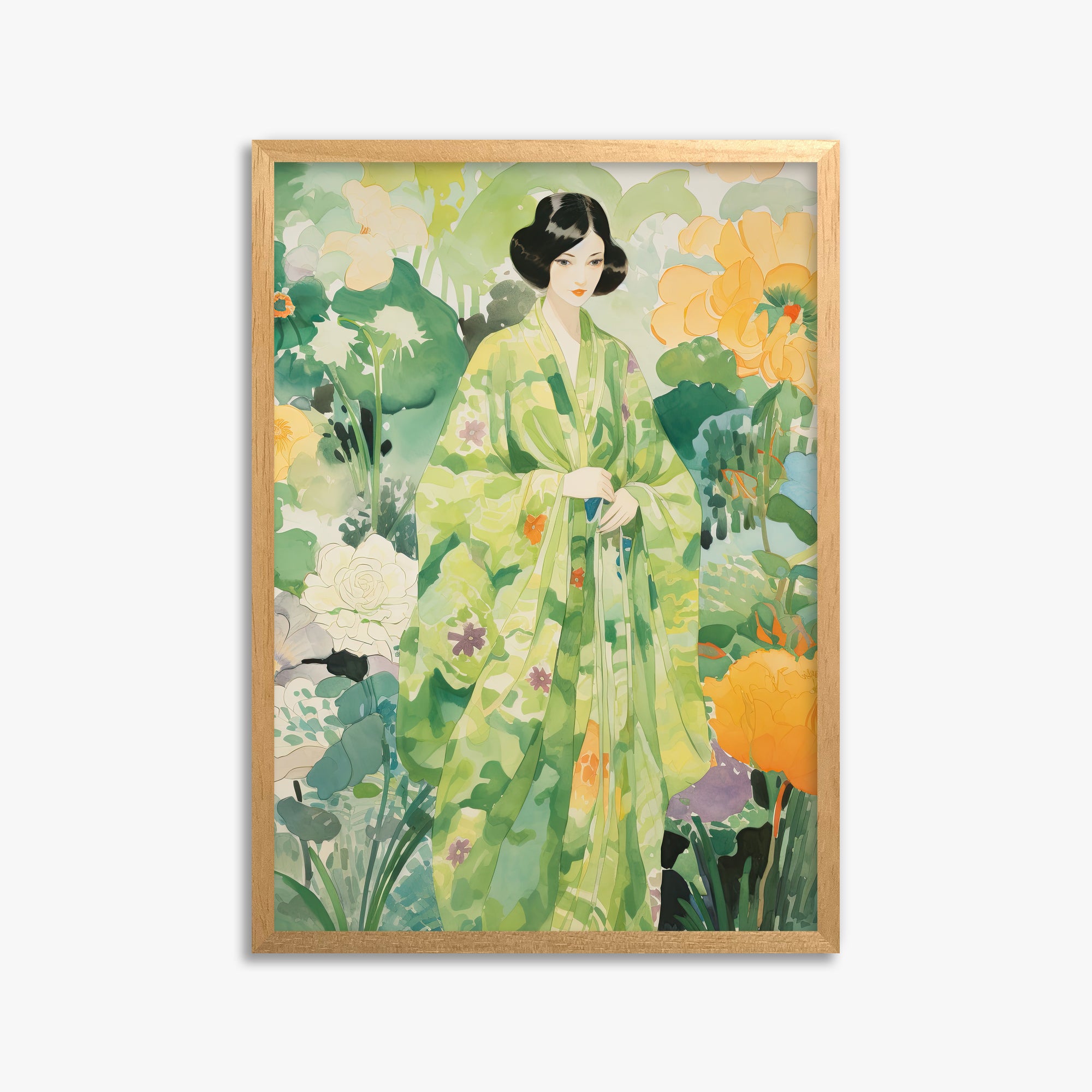 Jade Garden Serenity, 50x70cm Framed Poster With Oak Frame