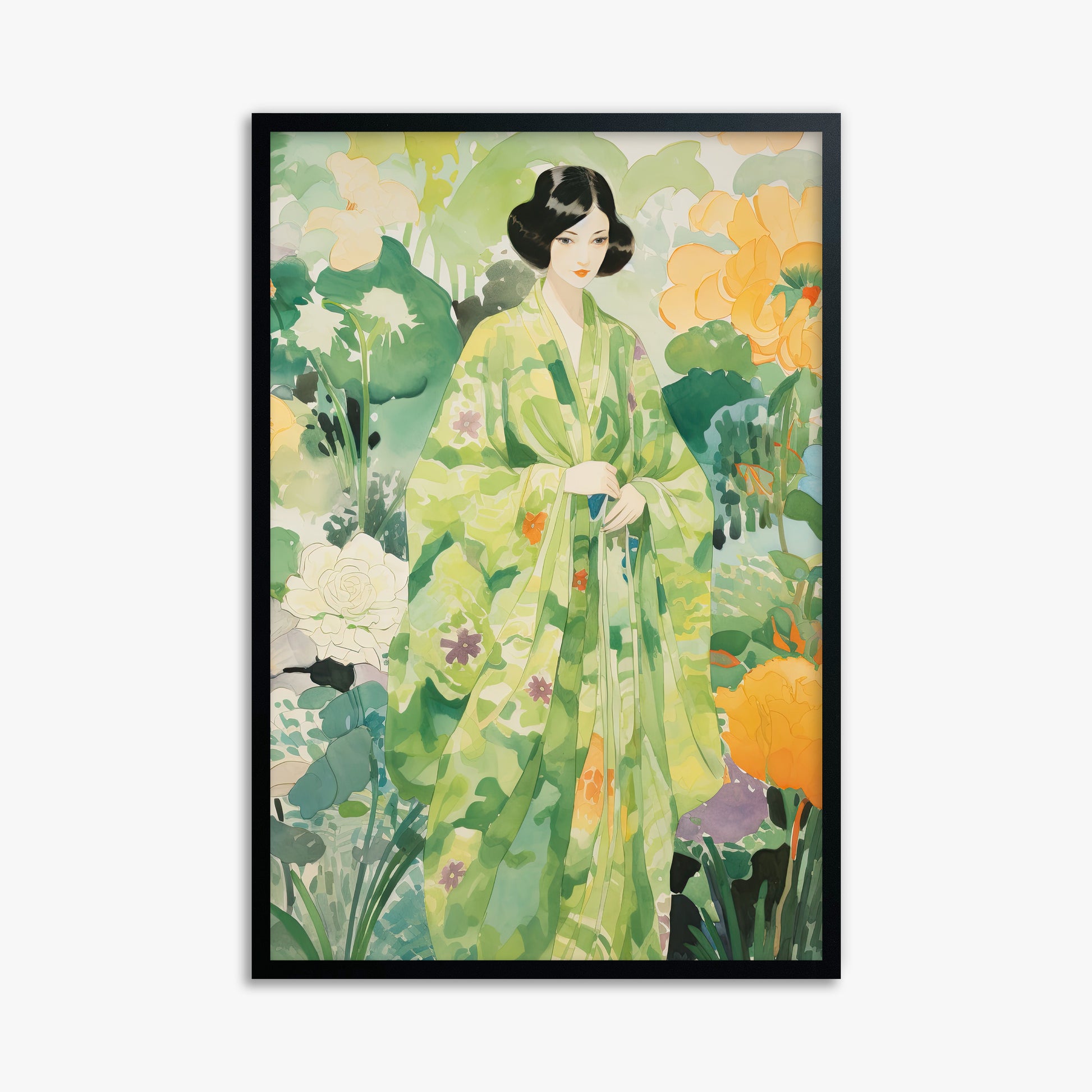 Jade Garden Serenity, 61x91cm Framed Poster With Black Frame