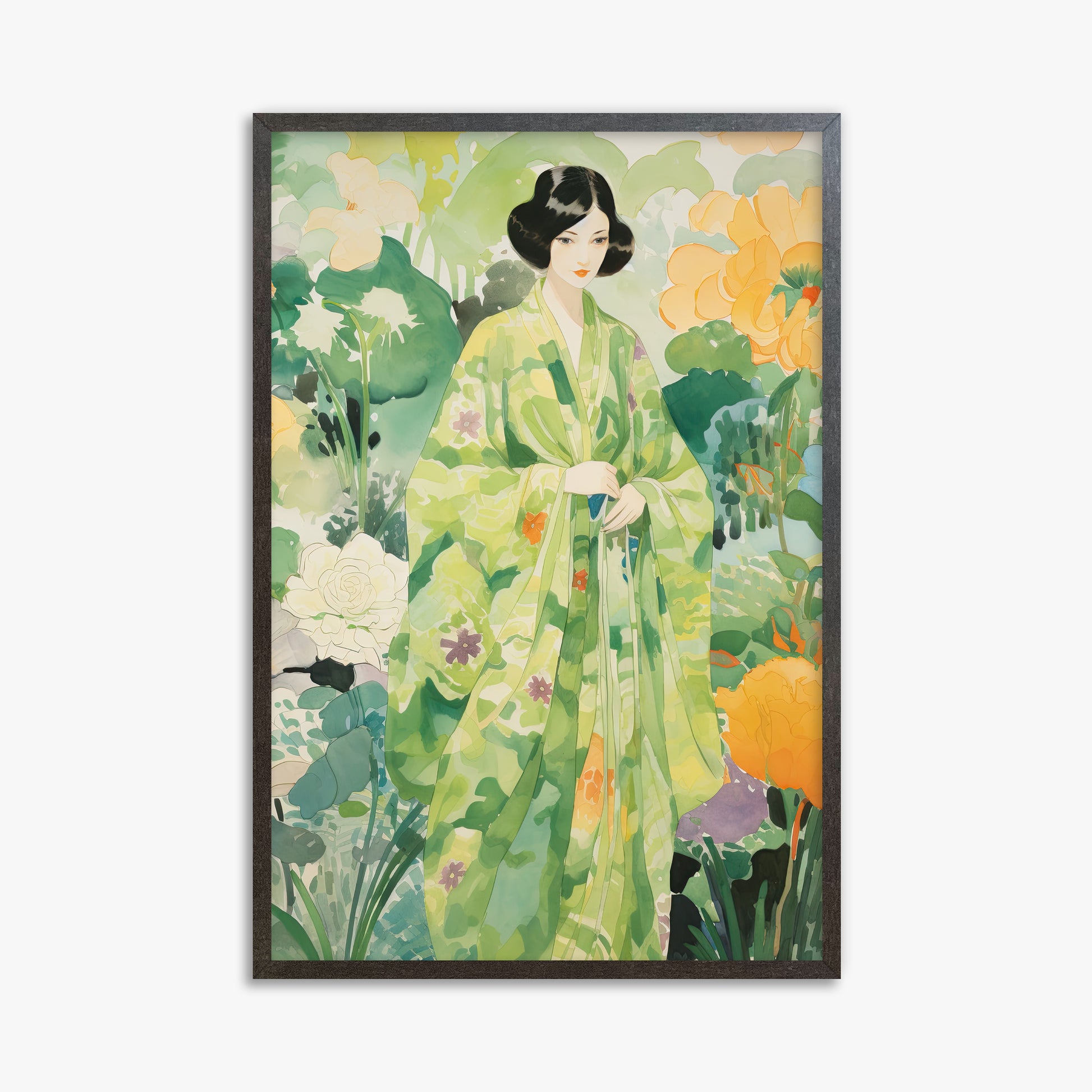 Jade Garden Serenity, 61x91cm Framed Poster With Espresso Frame