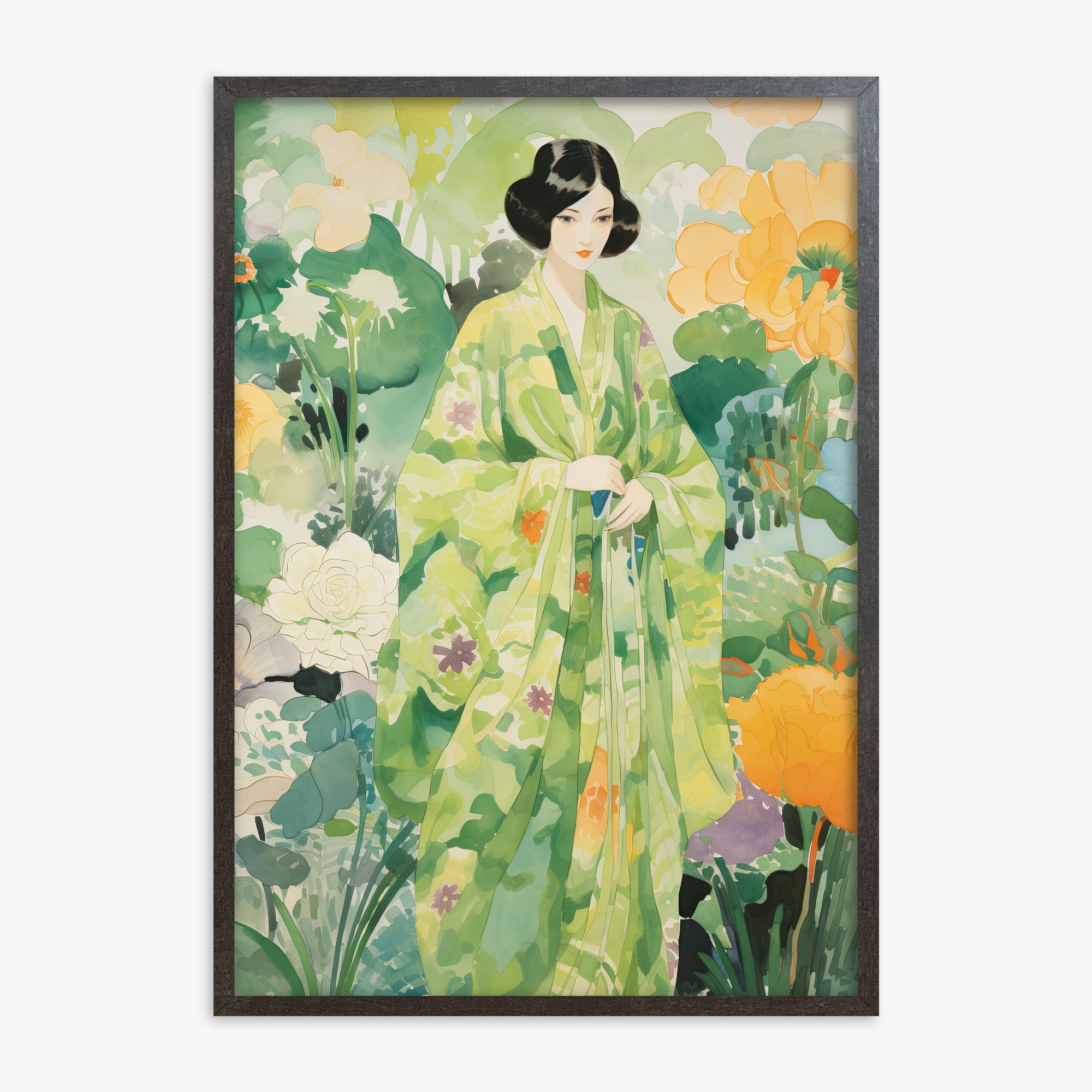 Jade Garden Serenity, 70x100cm Framed Poster With Espresso Frame