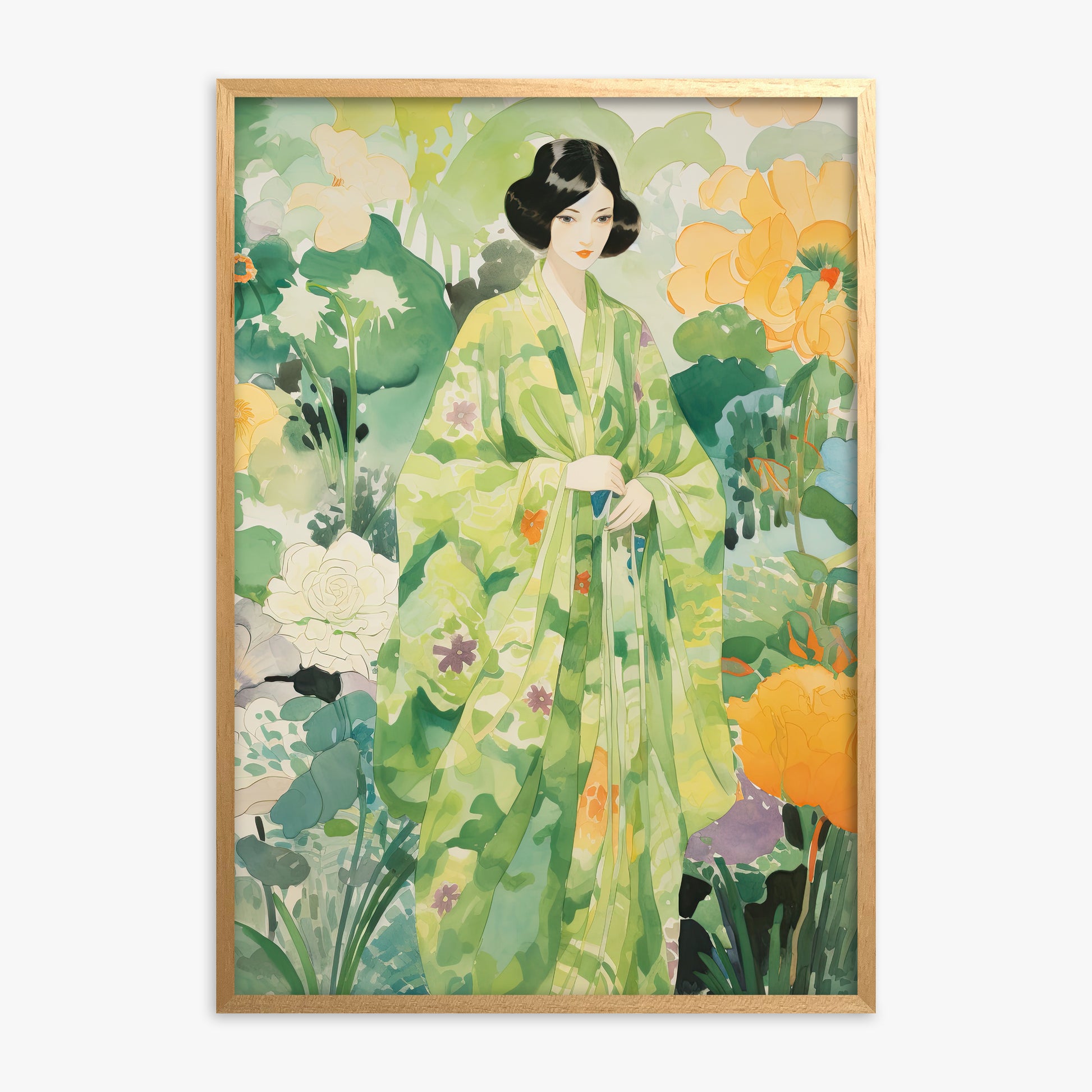 Jade Garden Serenity, Oak Framed Poster With Oak Frame