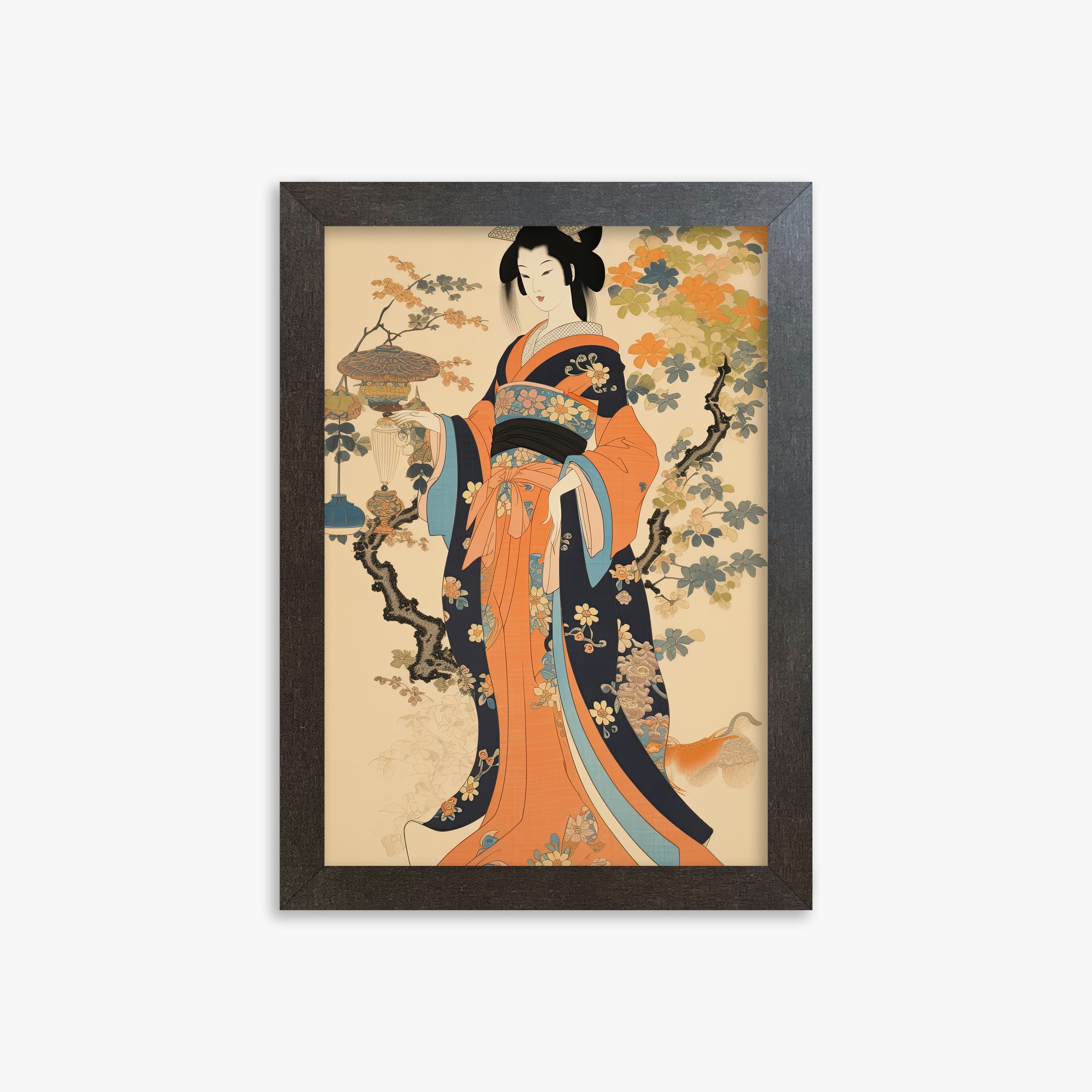 Blossom Garden Elegance, 21x30cm Framed Art Reproduction With Espresso Frame