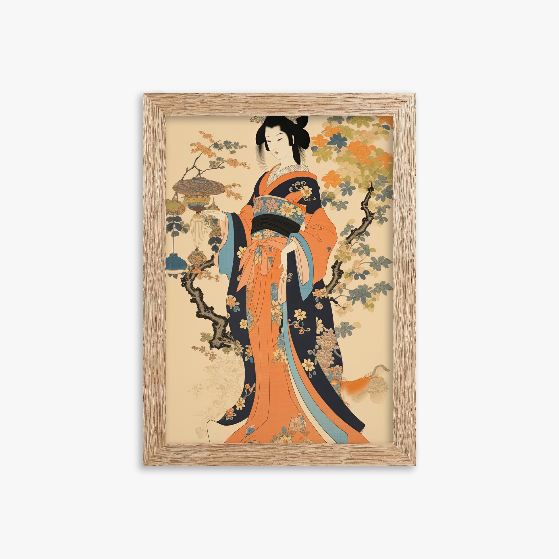 Blossom Garden Elegance, 21x30cm Framed Art Reproduction With Raw Oak Frame