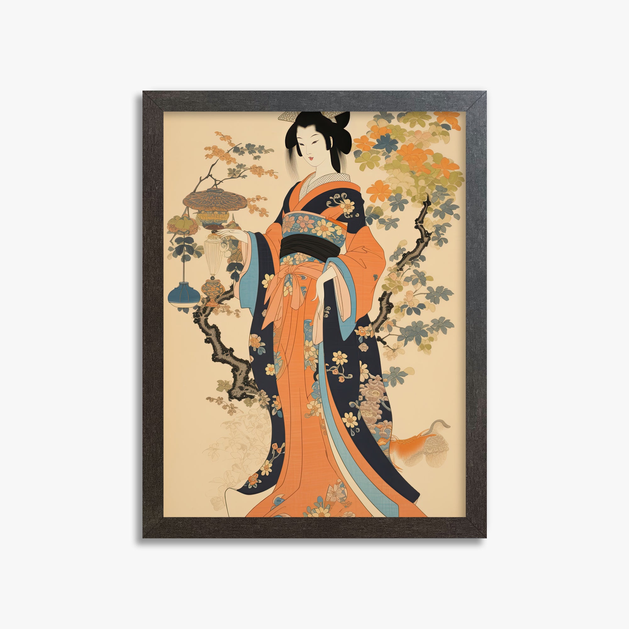 Blossom Garden Elegance, 30x40cm Framed Art Reproduction With Espresso Frame