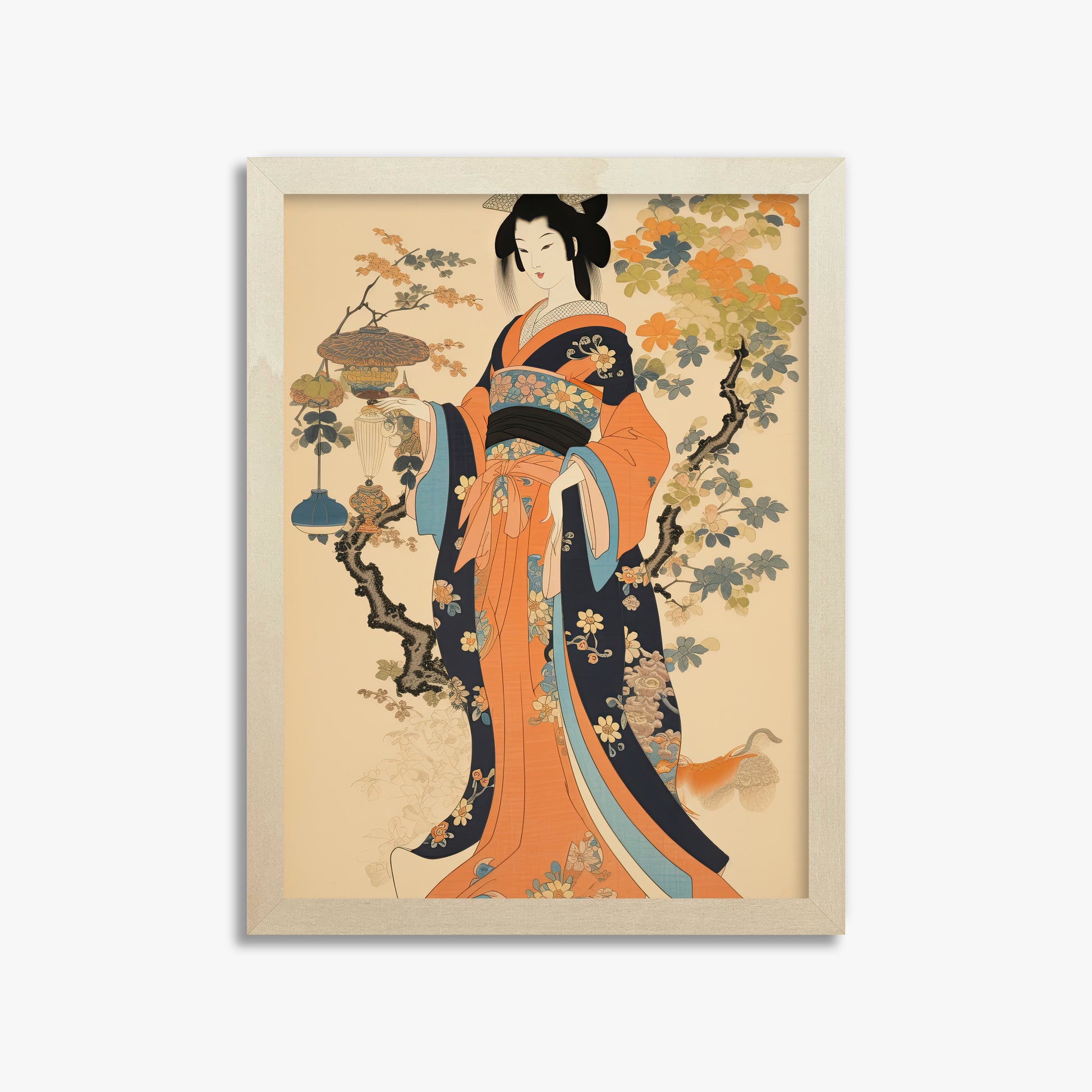 Blossom Garden Elegance, 30x40cm Framed Art Reproduction With Lime Wood Frame