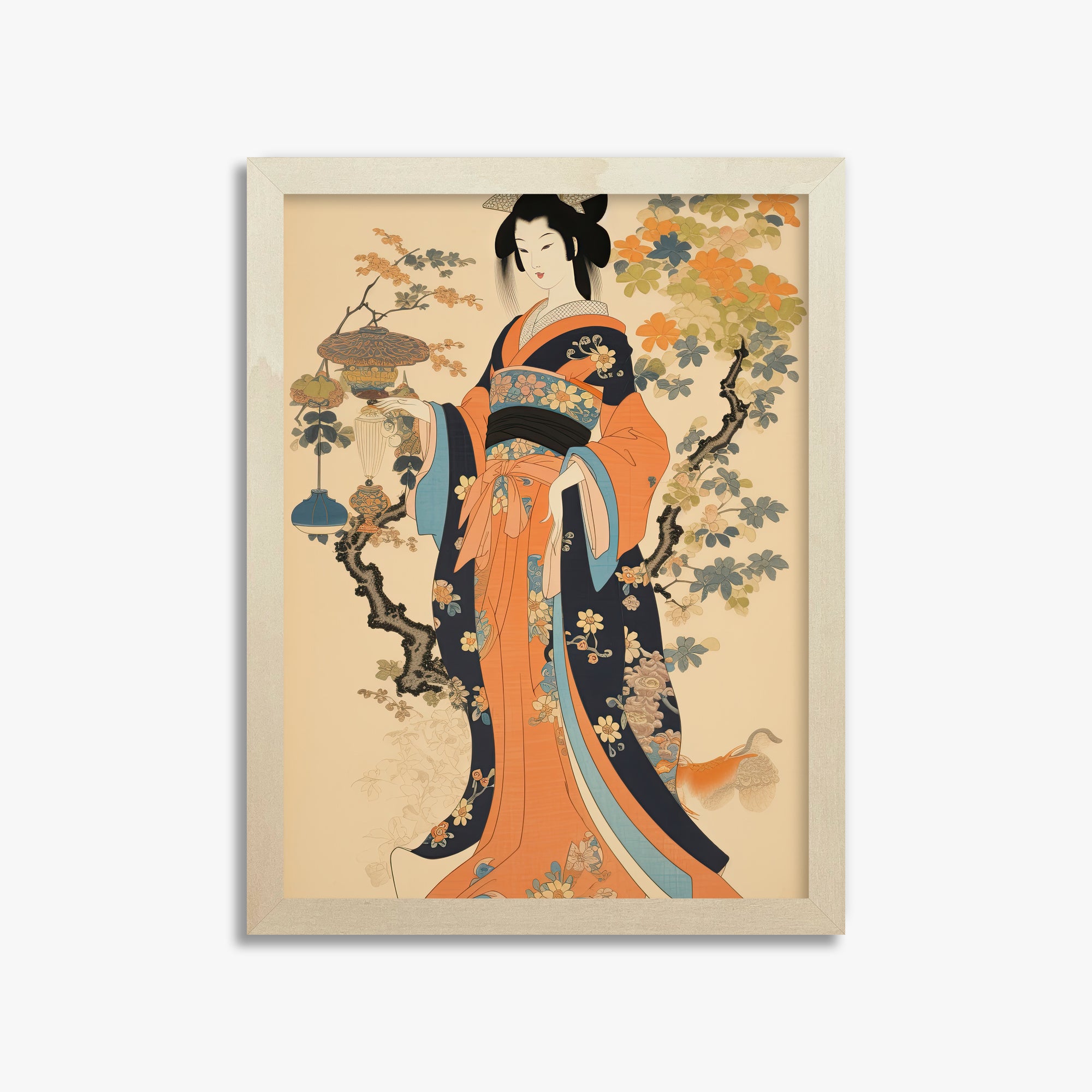 Blossom Garden Elegance, 30x40cm Framed Art Reproduction With Lime Wood Frame