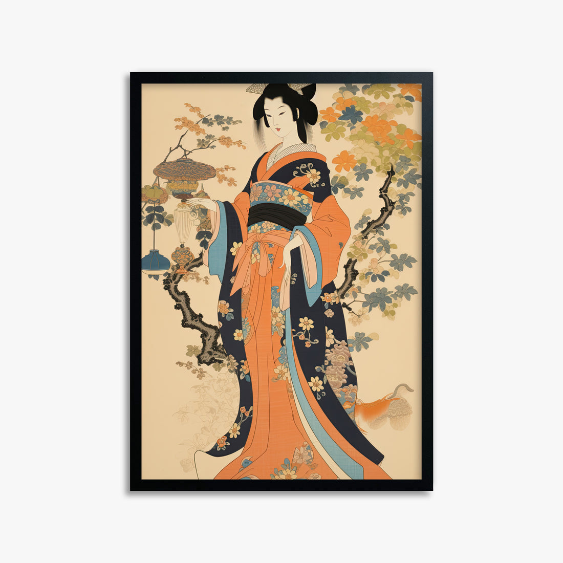 Blossom Garden Elegance, 50x70cm Framed Poster With Black Frame