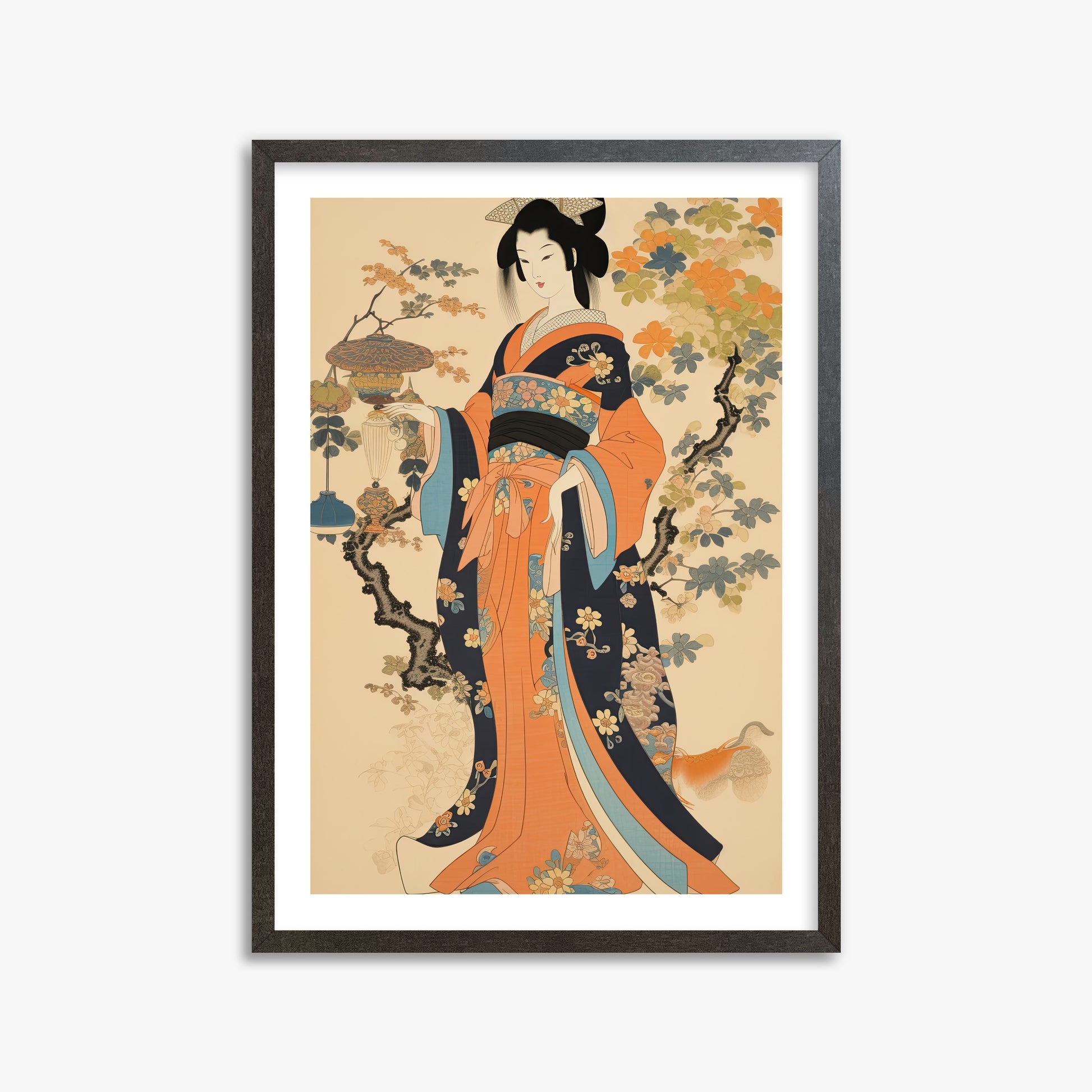 Blossom Garden Elegance, 50x70cm Framed Art Reproduction With Espresso Frame