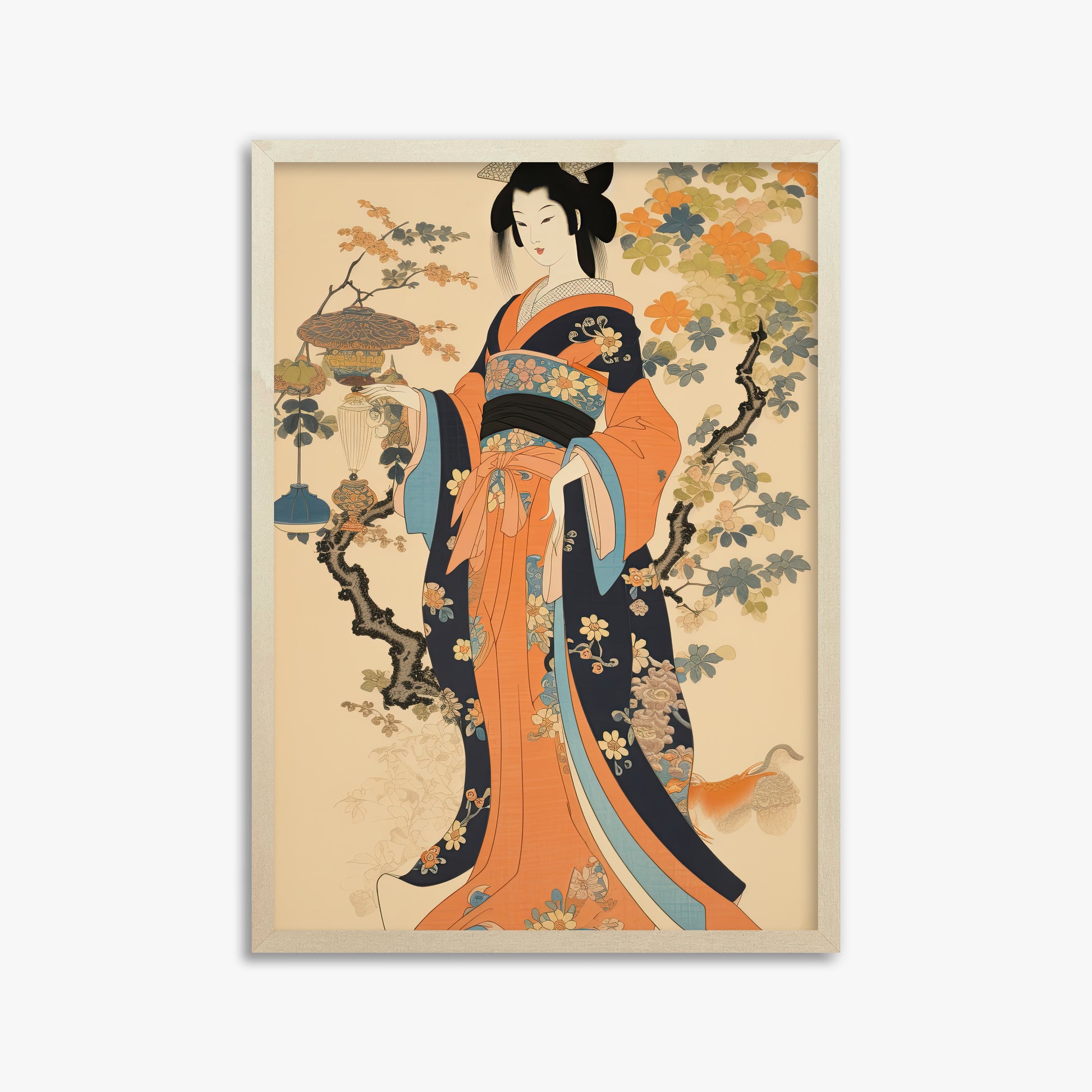 Blossom Garden Elegance, 50x70cm Framed Art Reproduction With Lime Wood Frame