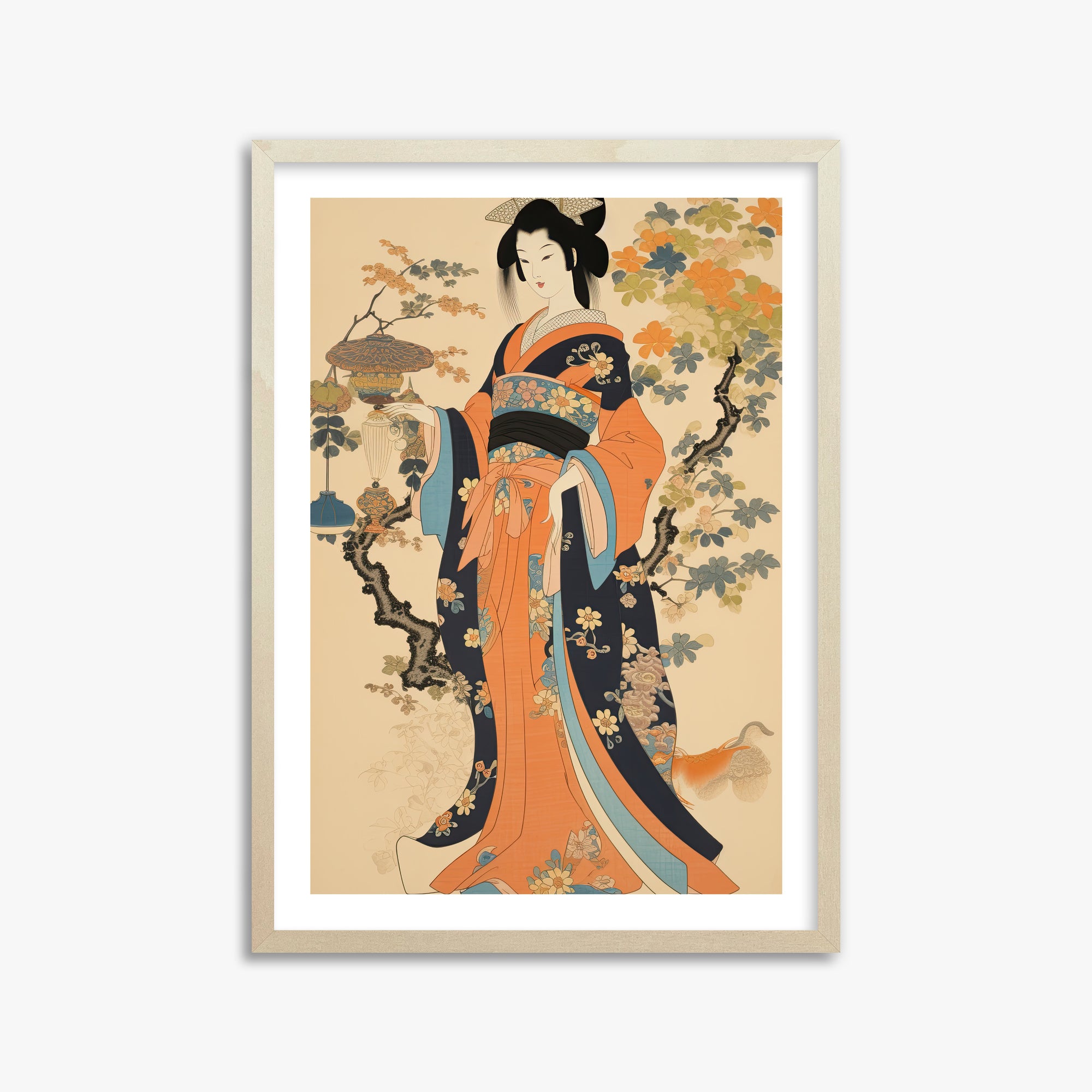 Blossom Garden Elegance, 50x70cm Framed Art Reproduction With Lime Wood Frame
