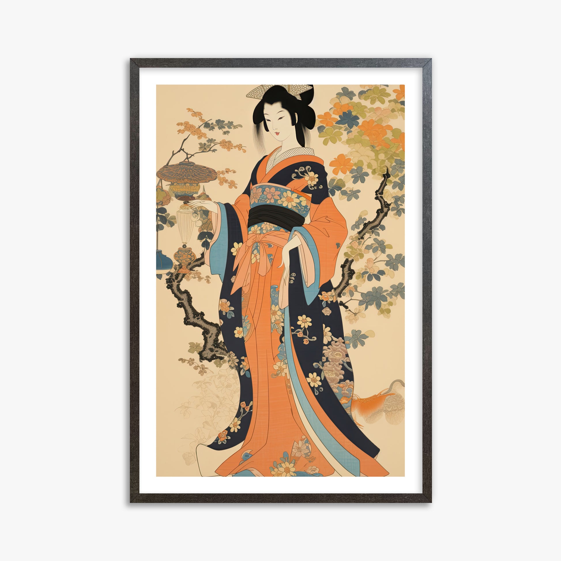 Blossom Garden Elegance, 61x91cm Framed Art Reproduction With Espresso Frame