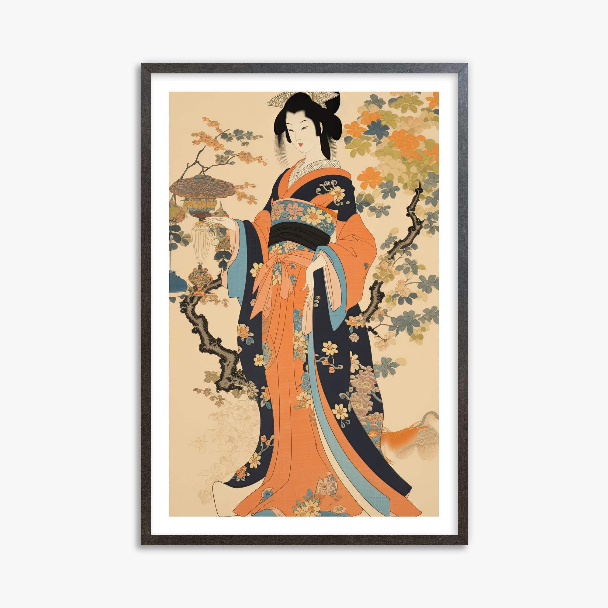 Blossom Garden Elegance, 61x91cm Framed Art Reproduction With Espresso Frame