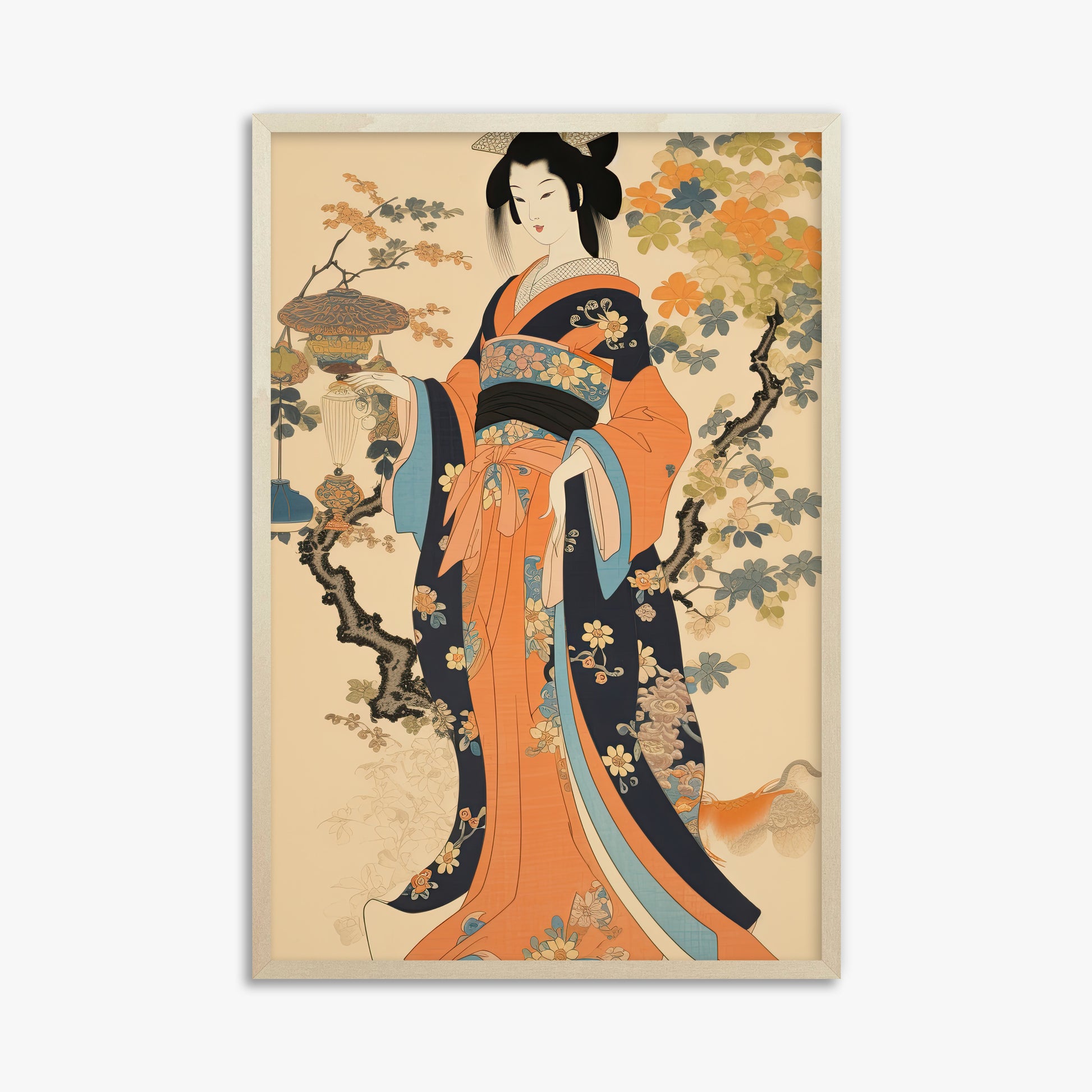 Blossom Garden Elegance, 61x91cm Framed Art Reproduction With Lime Wood Frame