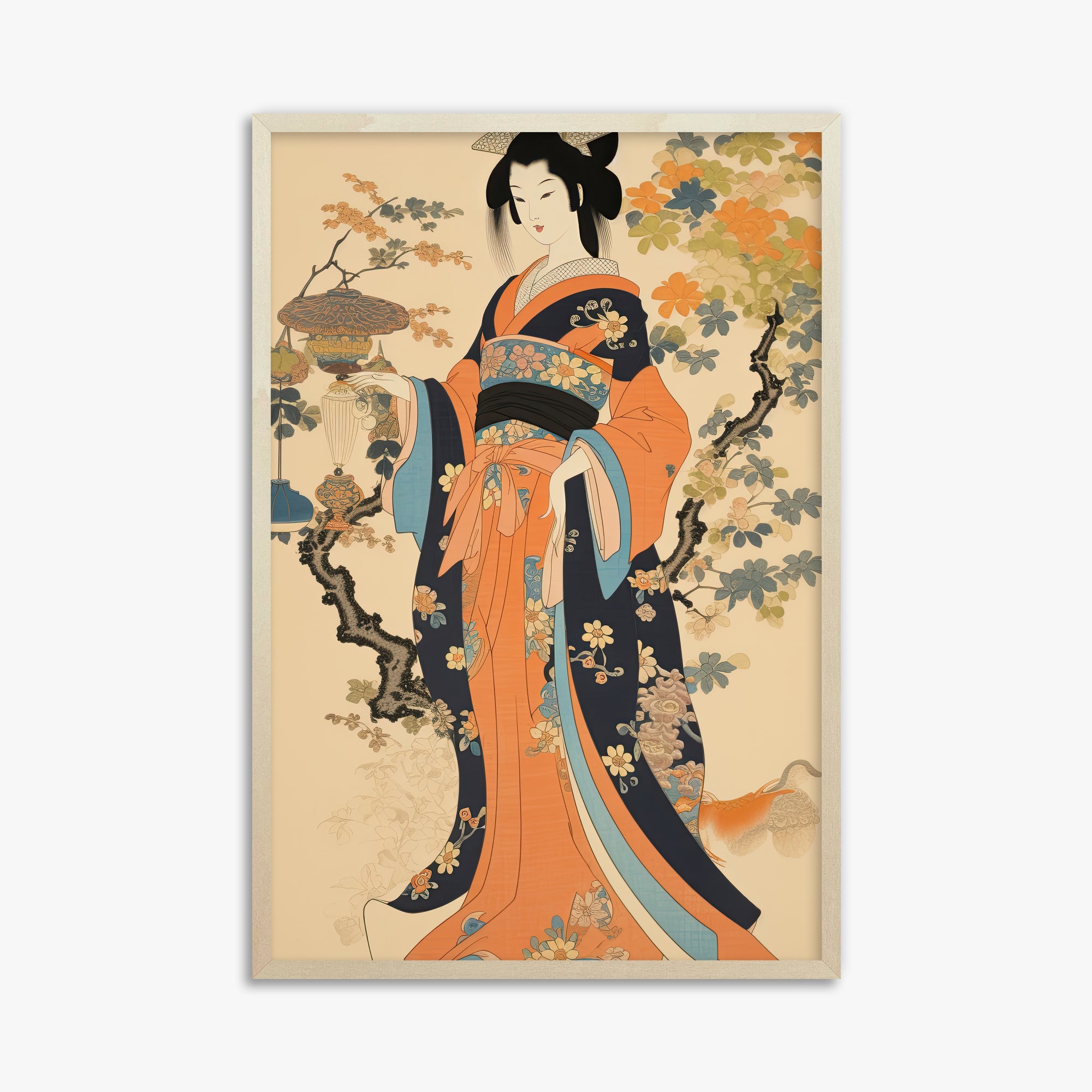 Blossom Garden Elegance, 61x91cm Framed Art Reproduction With Lime Wood Frame