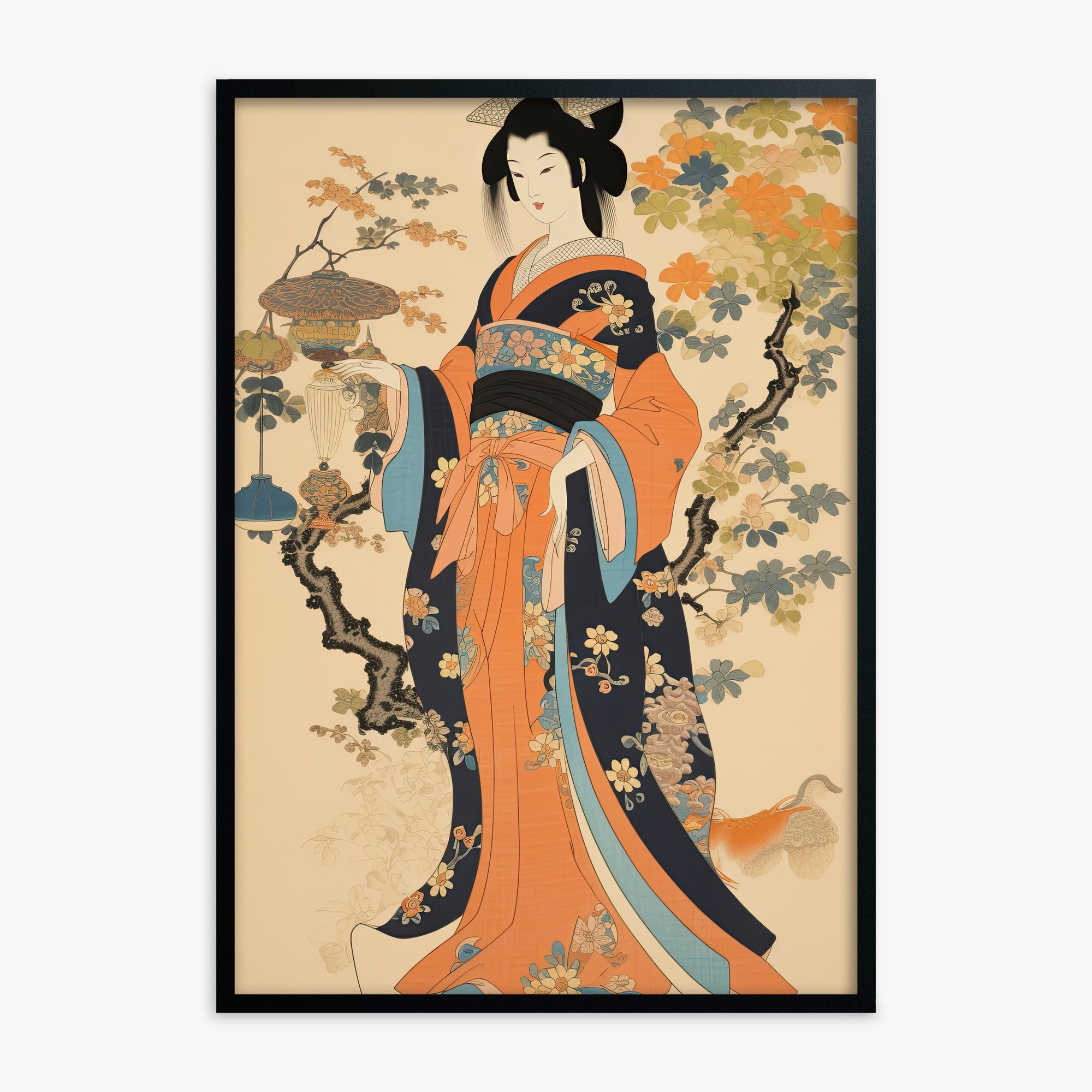 Blossom Garden Elegance, Black Framed Poster With Black Frame
