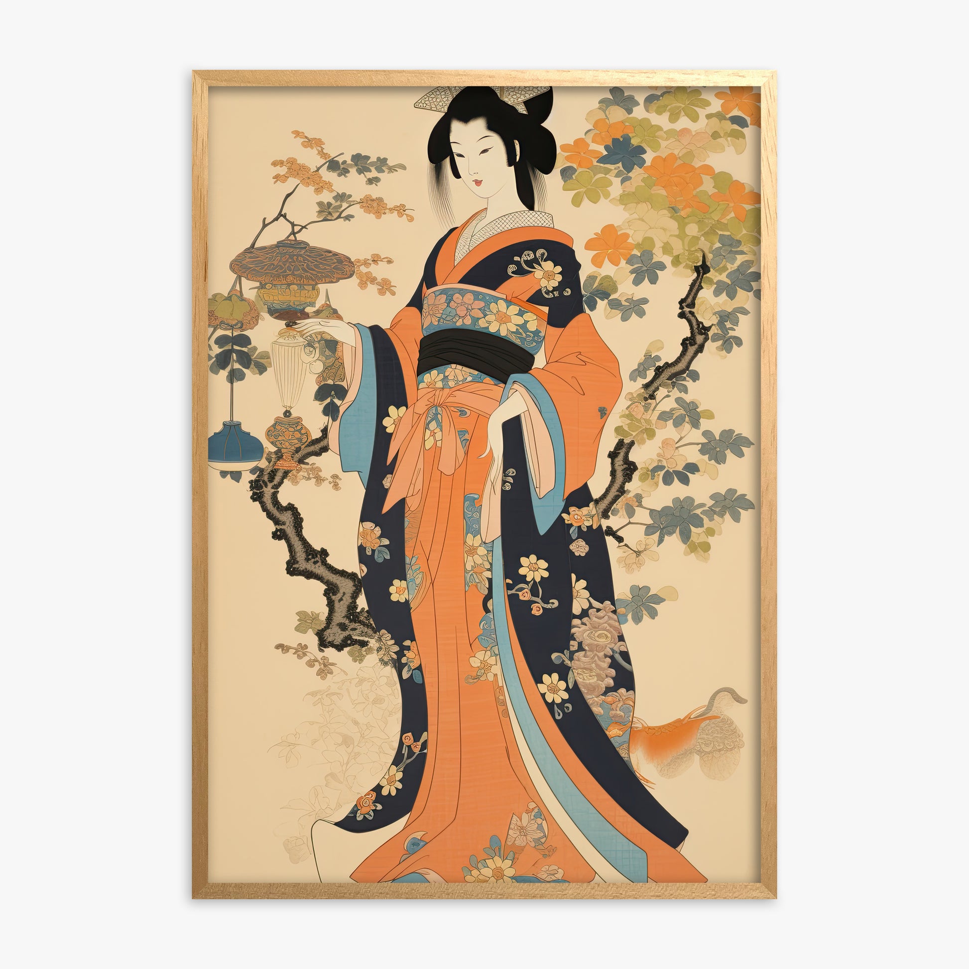 Blossom Garden Elegance, Oak Framed Poster With Oak Frame