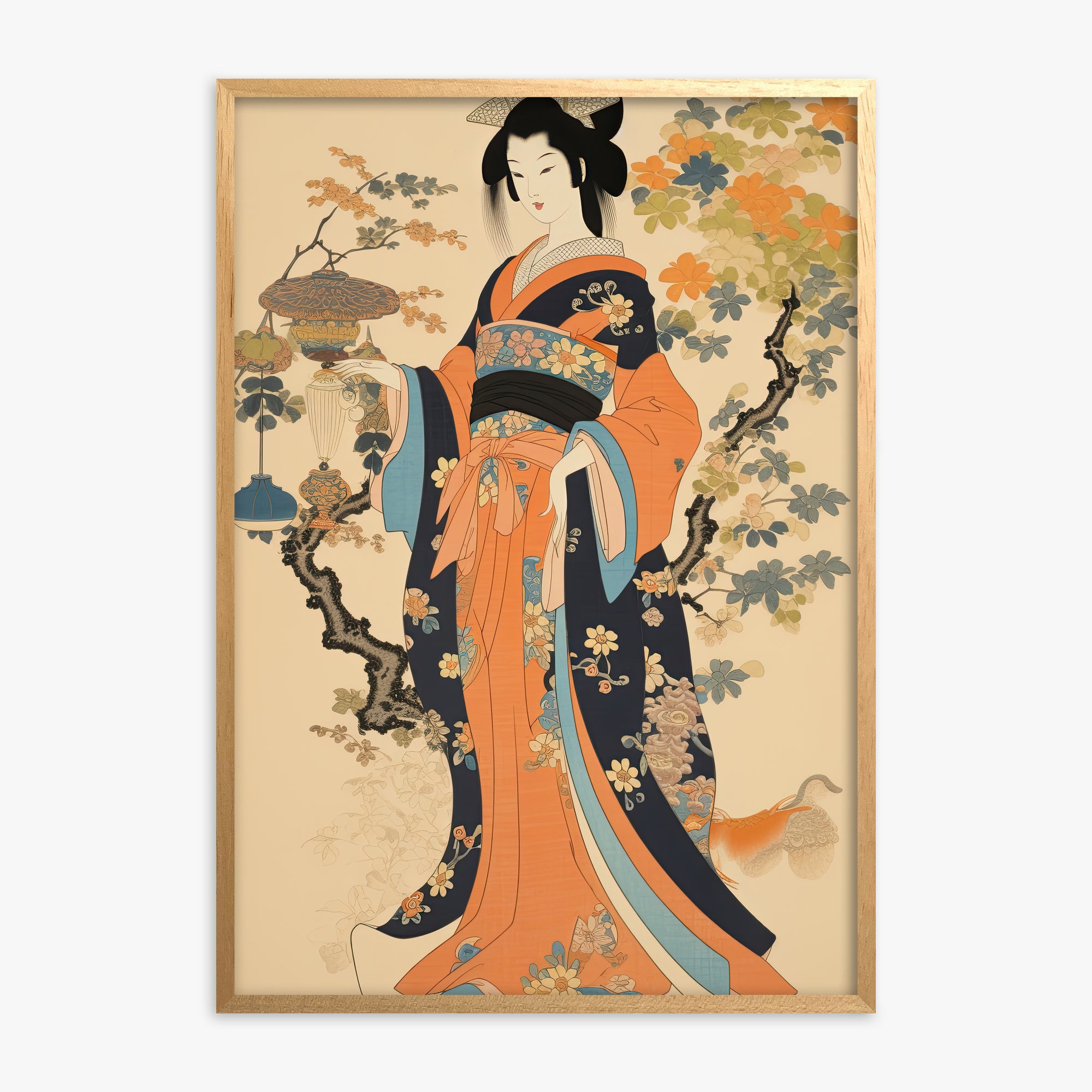 Blossom Garden Elegance, Oak Framed Poster With Oak Frame