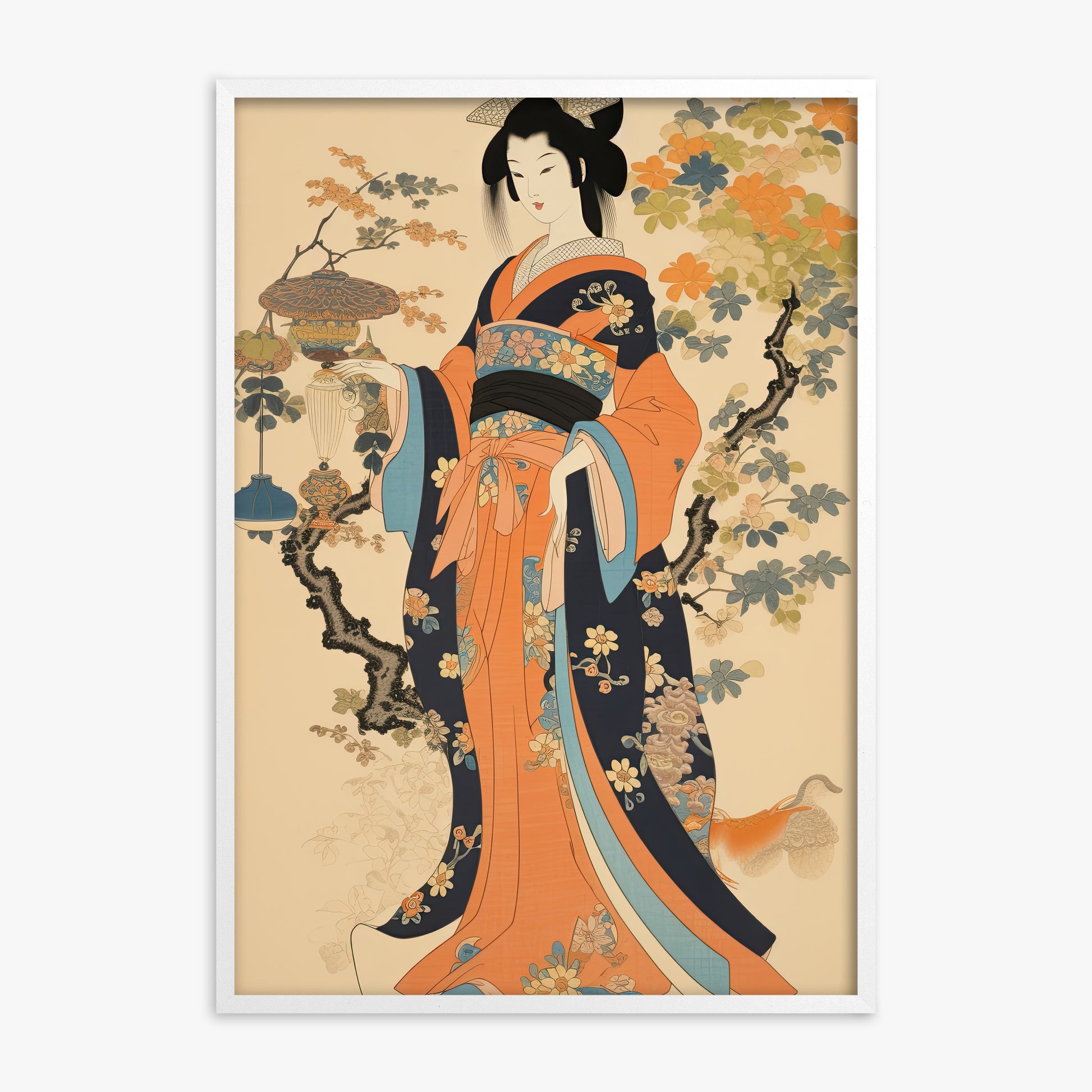 Blossom Garden Elegance, White Framed Poster With White Frame