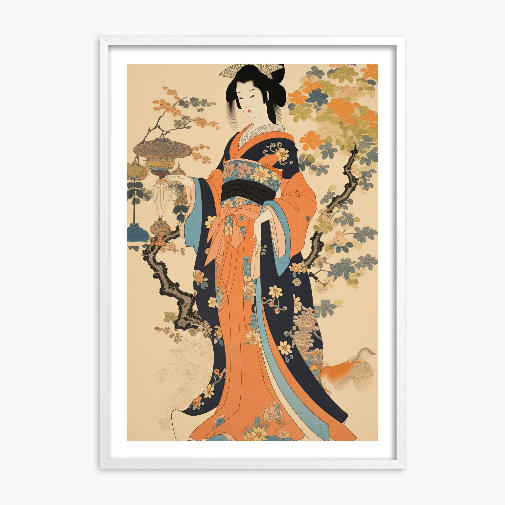 Blossom Garden Elegance, White Framed Poster With White Frame