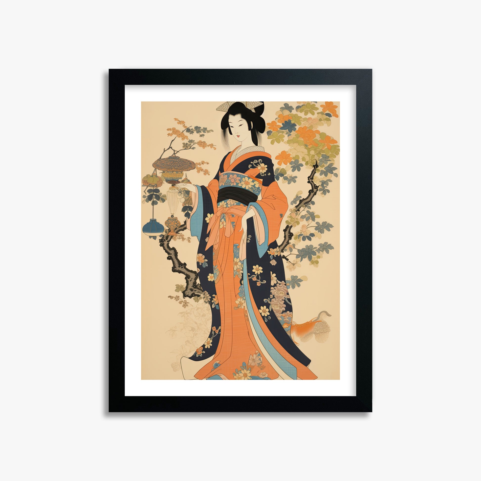 Blossom Garden Elegance, 30x40cm Black Framed Art Reproduction