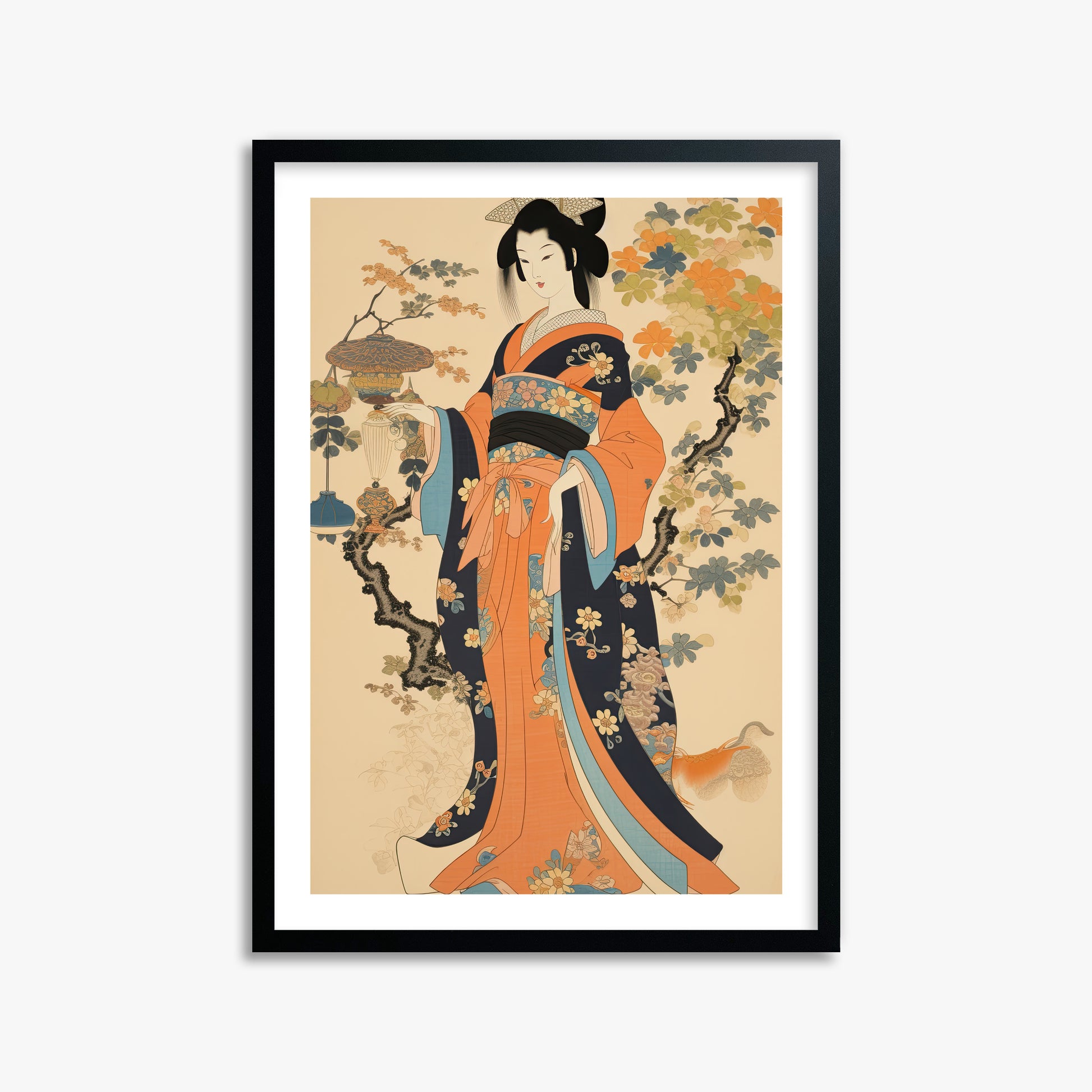 Blossom Garden Elegance, 50x70cm Black Framed Art Reproduction