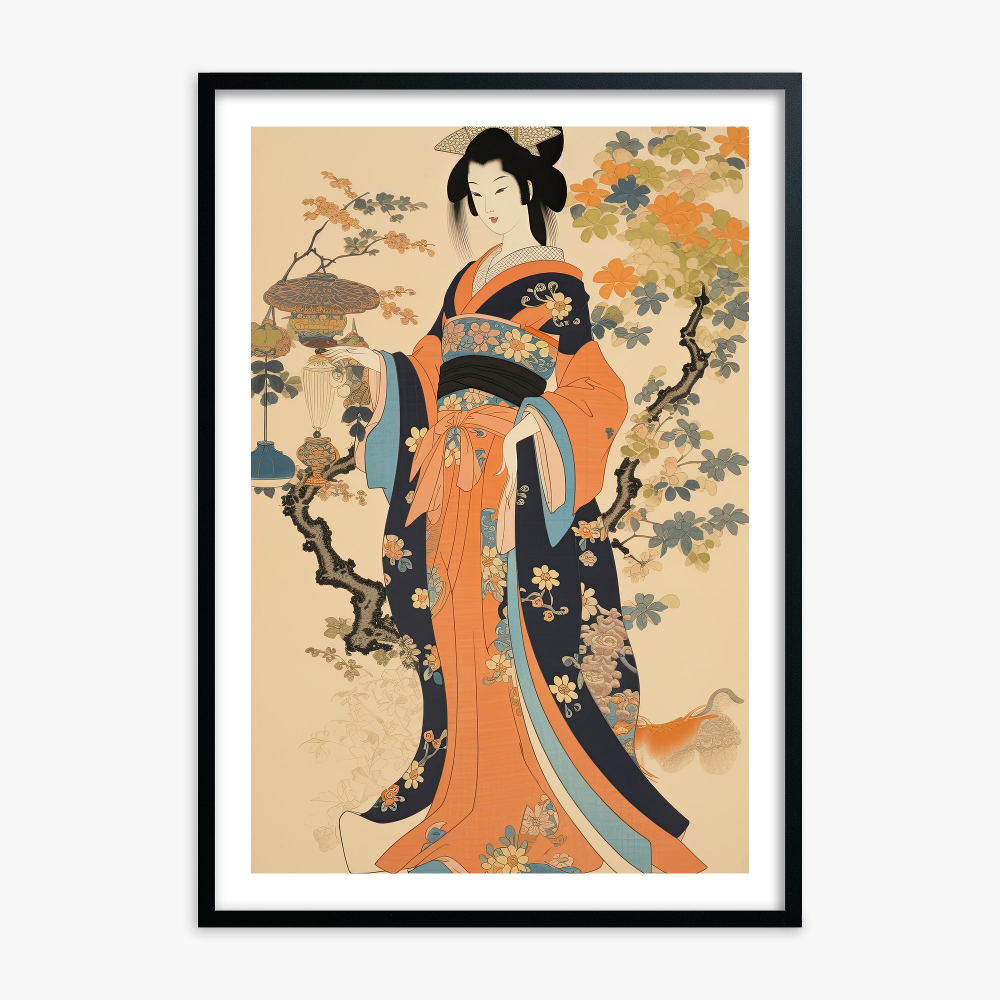 Blossom Garden Elegance, 70x100cm Black Framed Art Reproduction