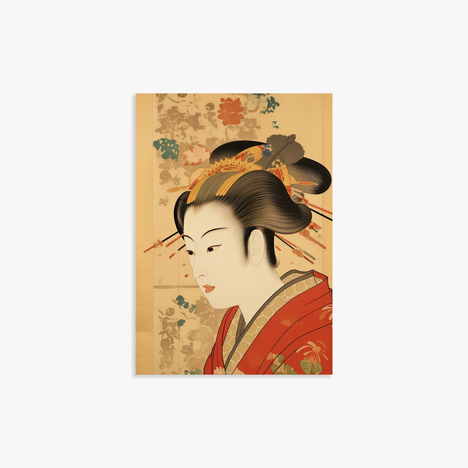 Elegant Geisha Portrait, 21x30cm Poster Unframed