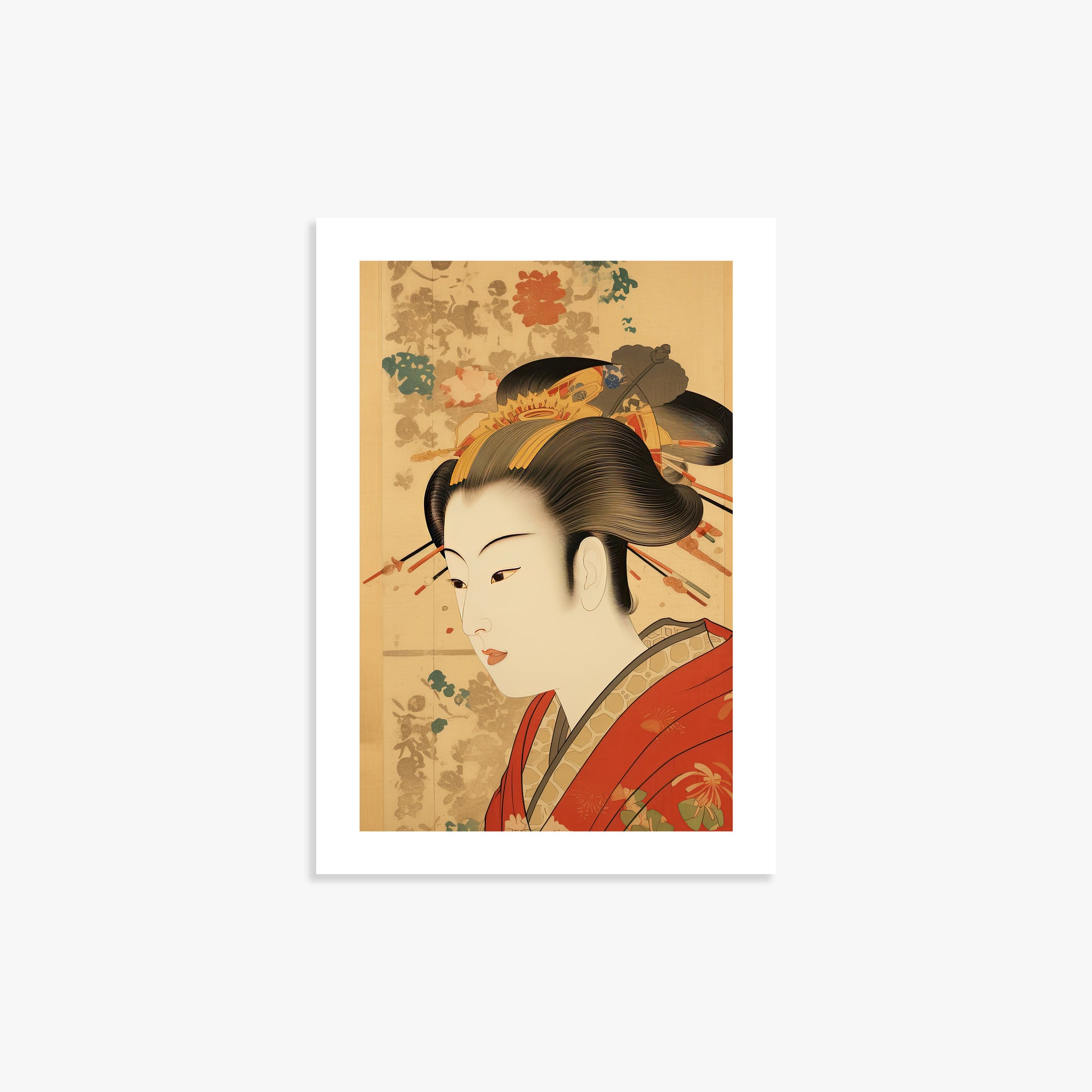 Elegant Geisha Portrait, 21x30cm Poster Unframed