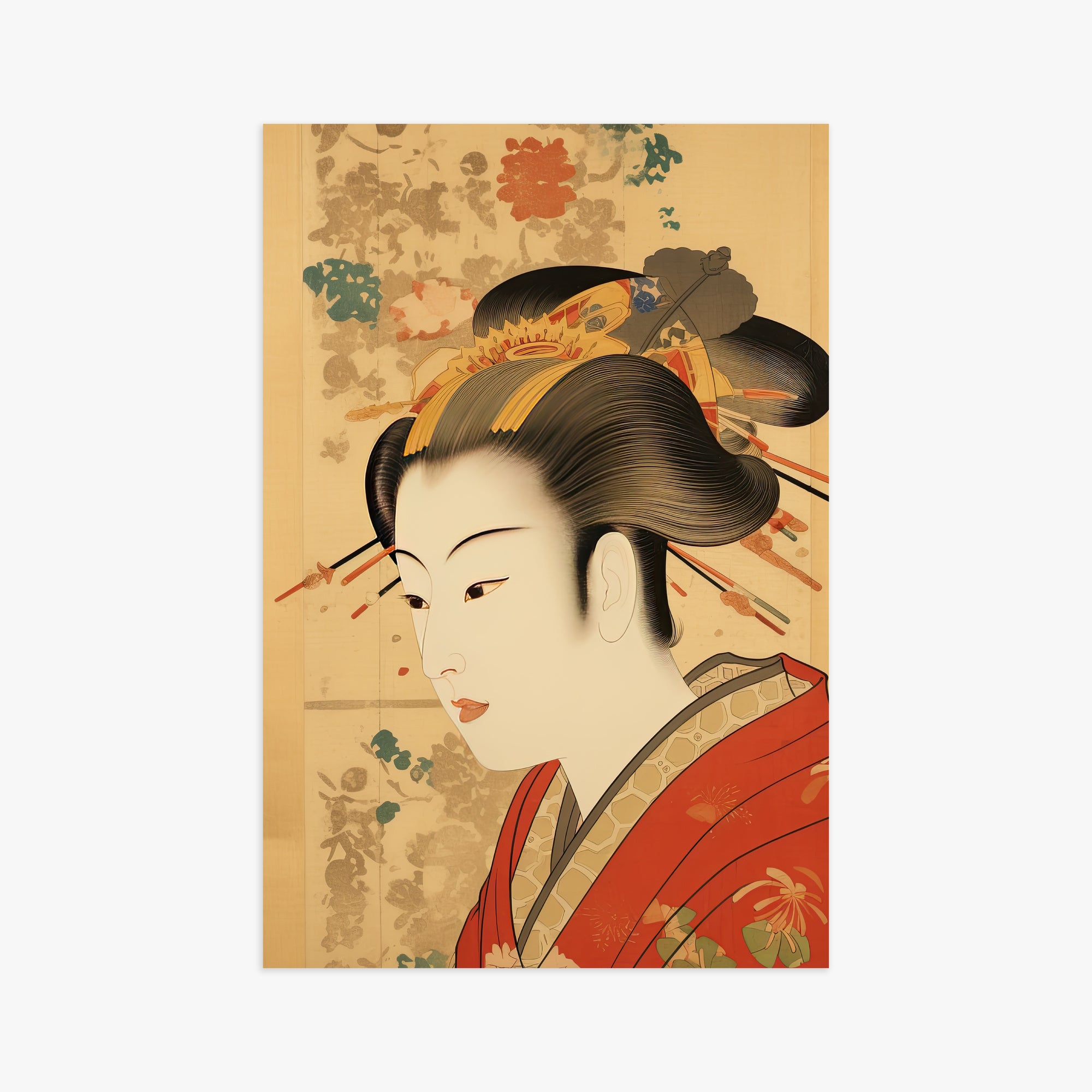 Elegant Geisha Portrait, 61x91cm Poster Unframed