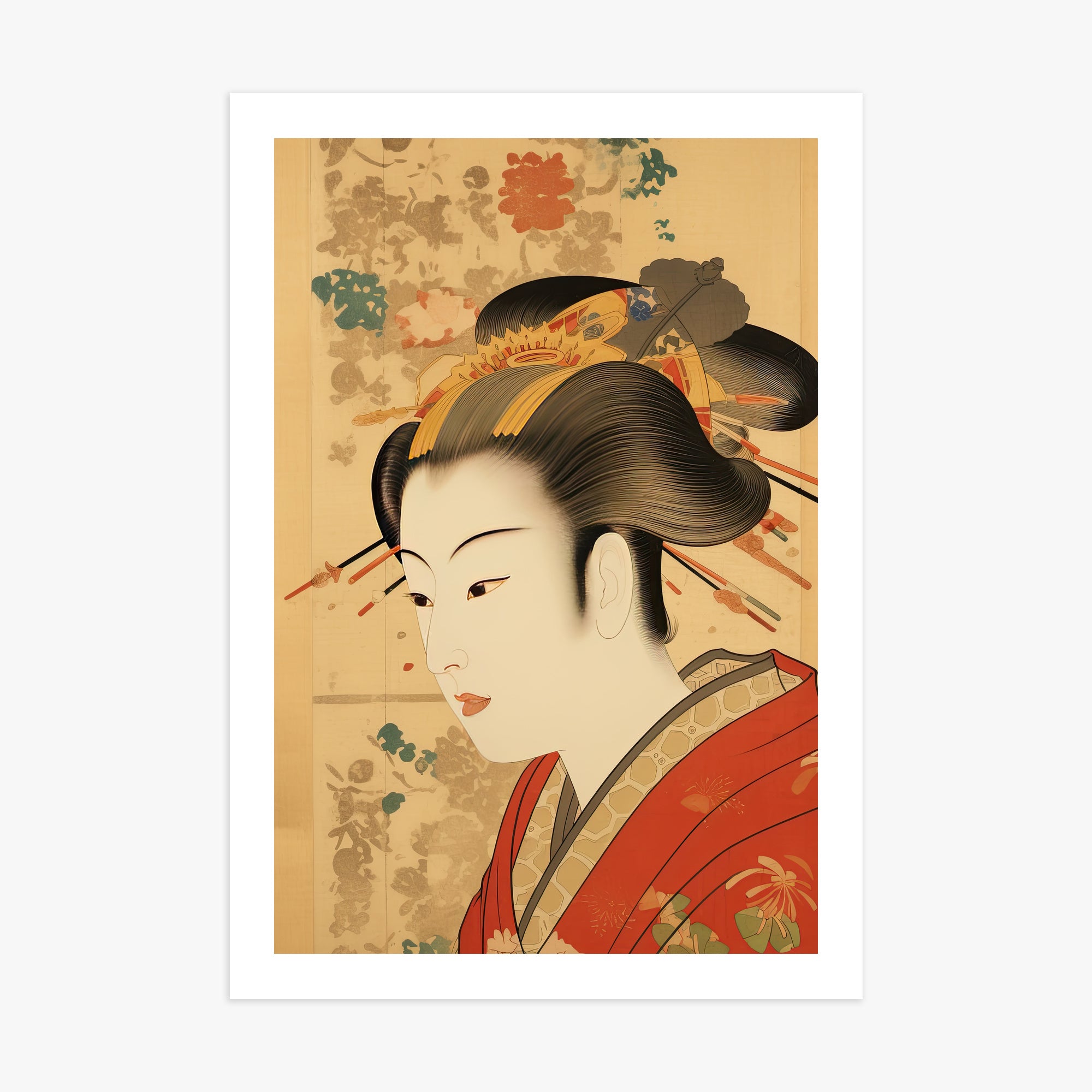 Elegant Geisha Portrait, 70x100cm Poster Unframed