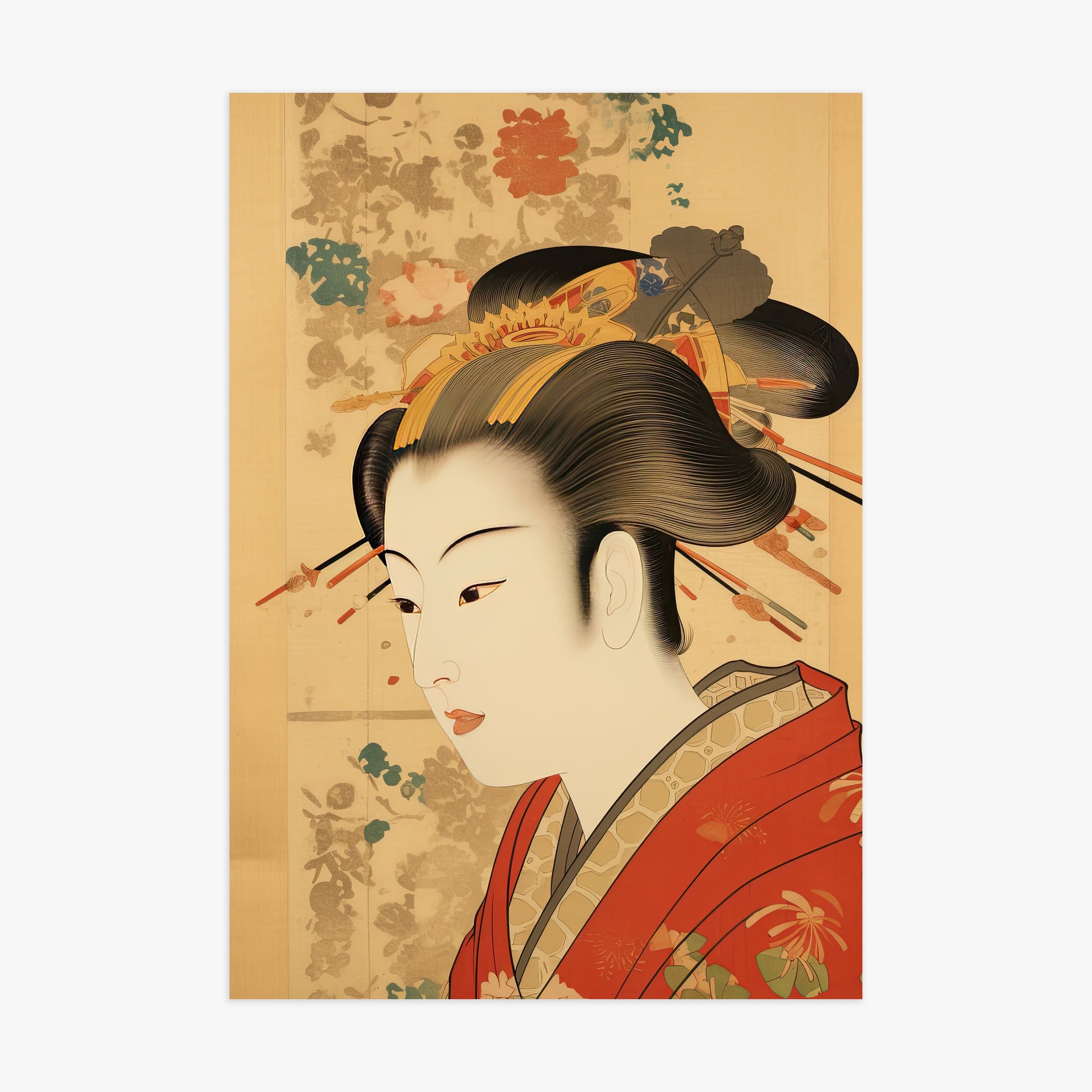 Elegant Geisha Portrait, 70x100cm Poster Unframed