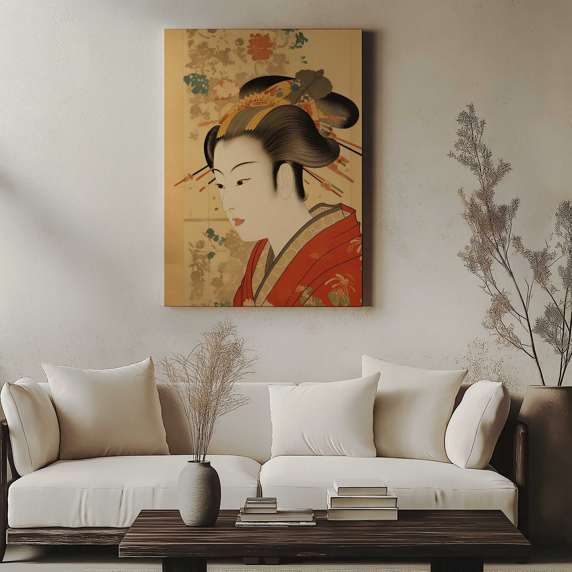 Design Concept No. 57 for Elegant Geisha Portrait Modern Satin Canvas Poster Art