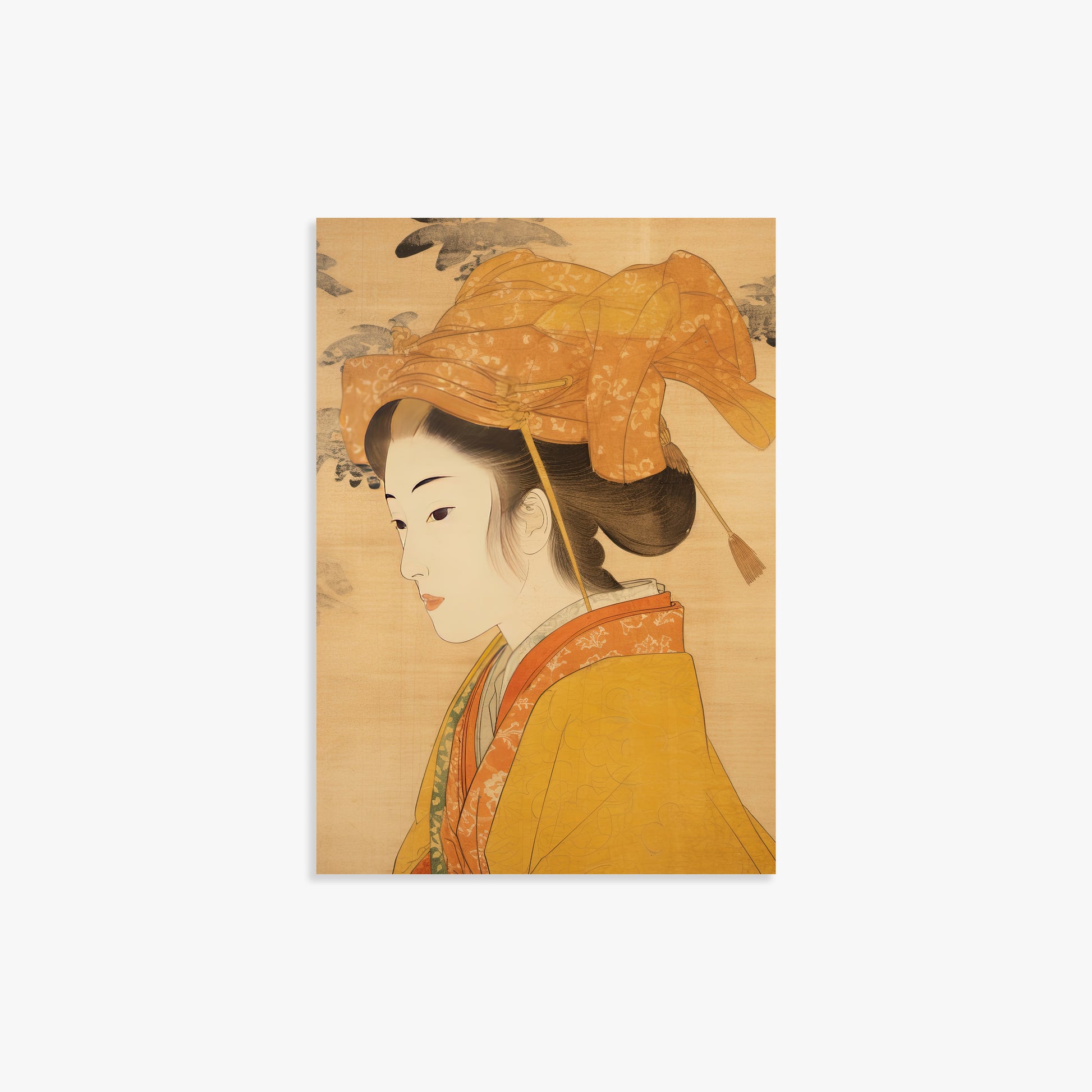 Golden Kimono Elegance, 21x30cm Poster Unframed