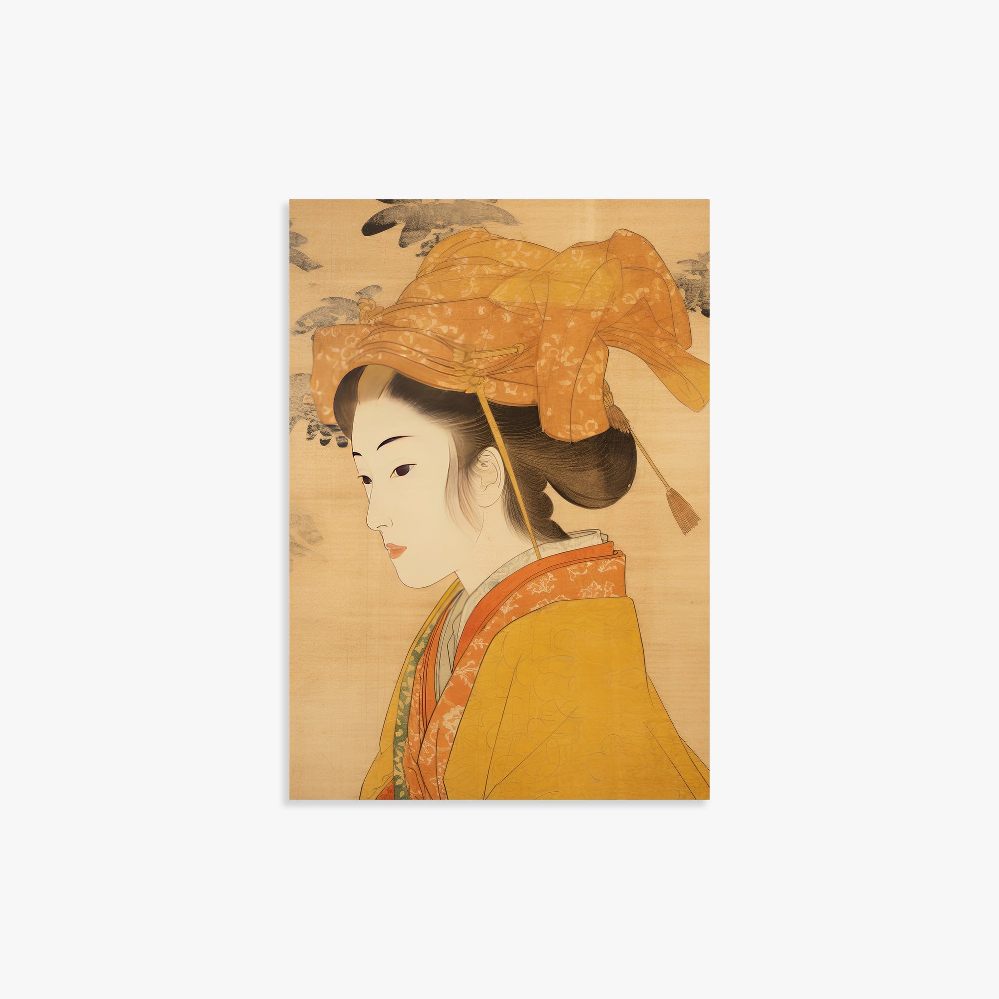 Golden Kimono Elegance, 21x30cm Poster Unframed