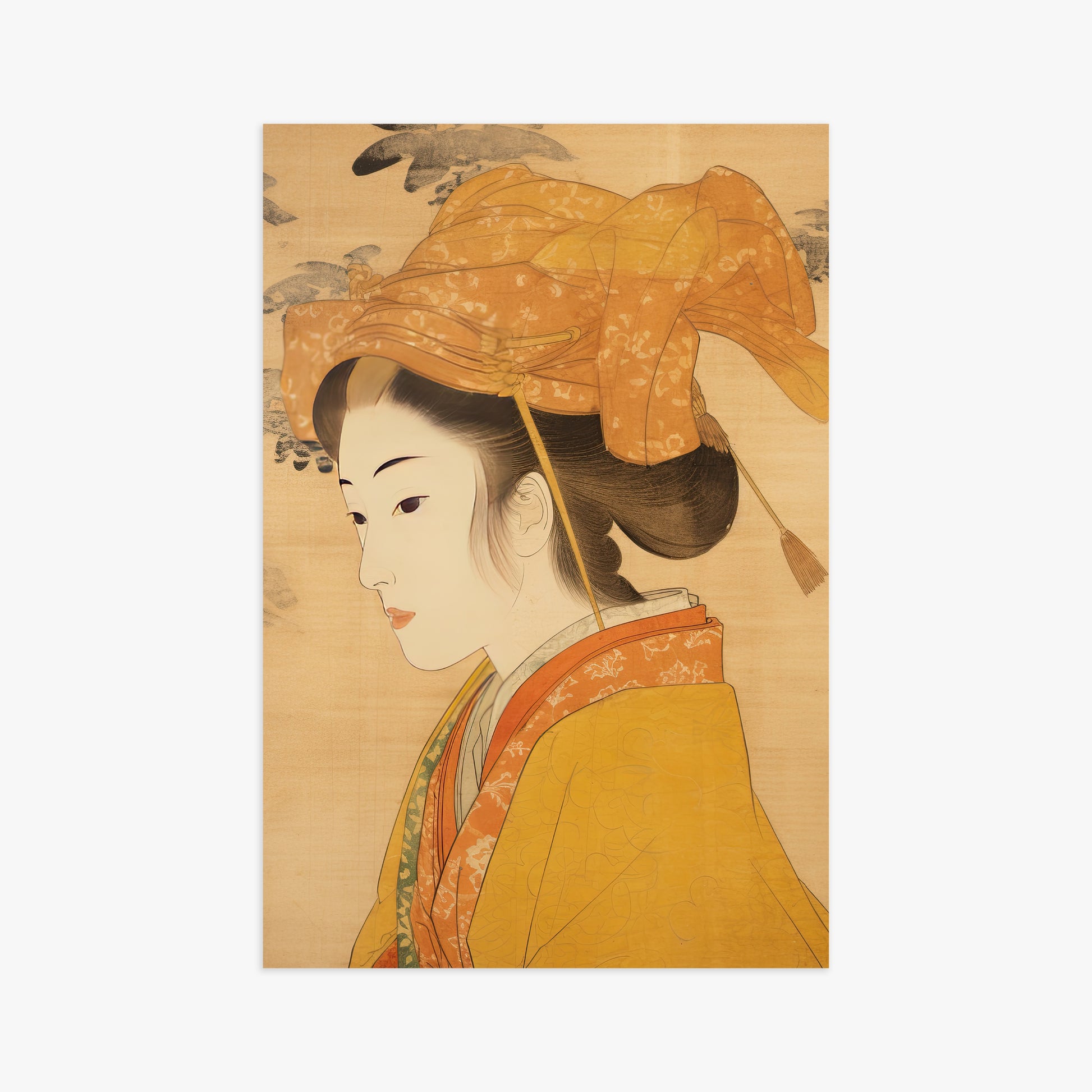 Golden Kimono Elegance, 61x91cm Poster Unframed