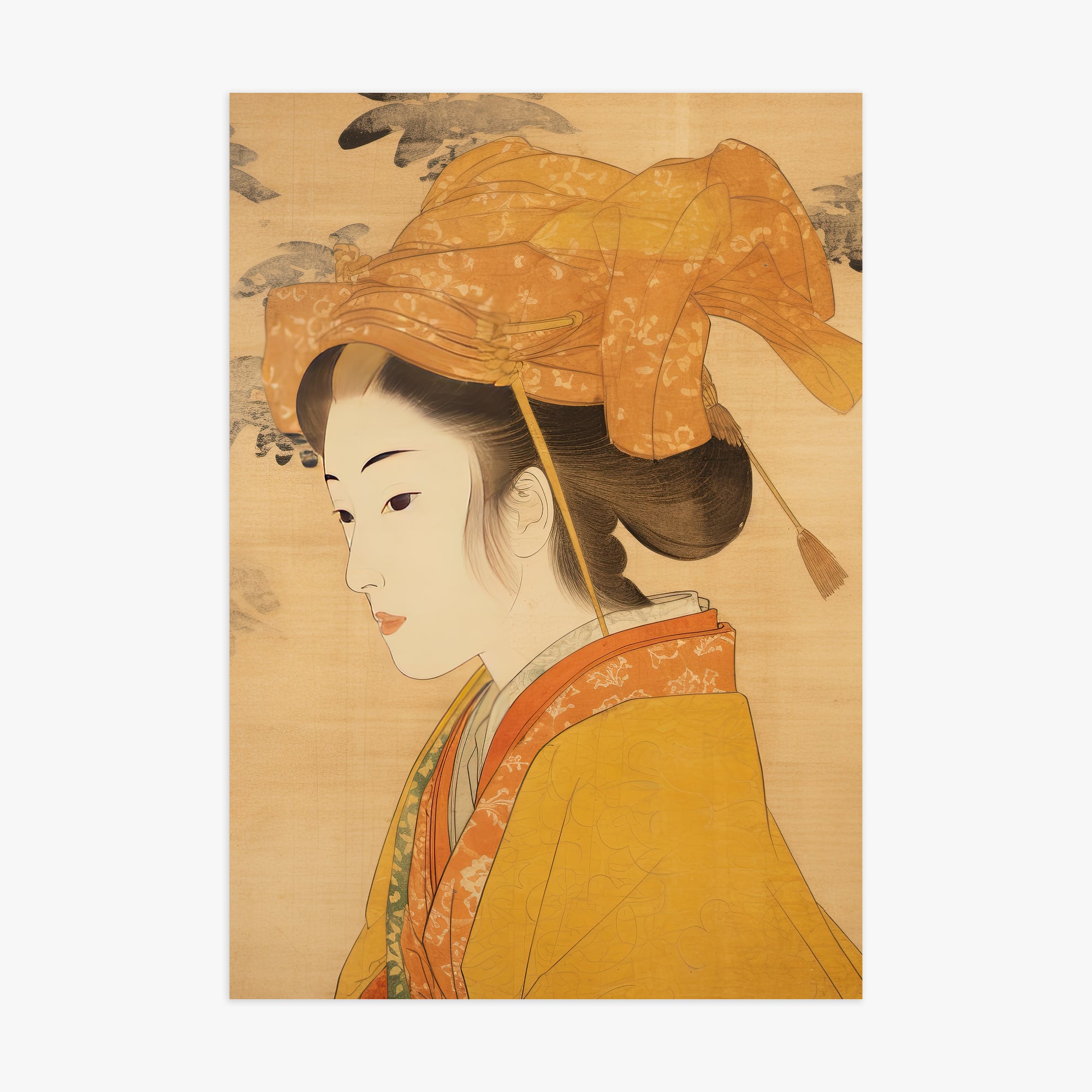 Golden Kimono Elegance, 70x100cm Poster Unframed