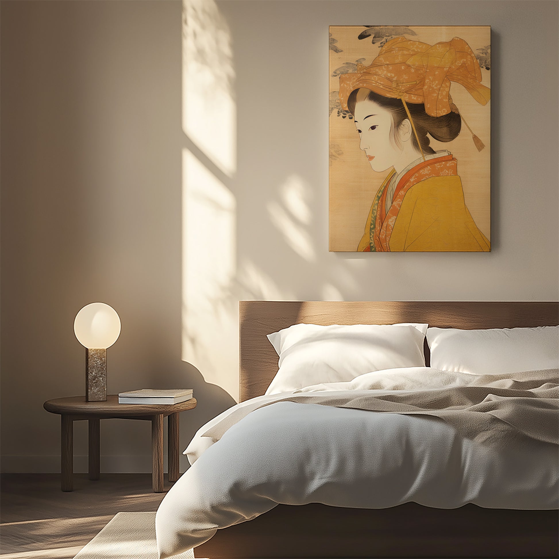 Design Concept No. 55 for Golden Kimono Elegance Modern Satin Canvas Poster Art